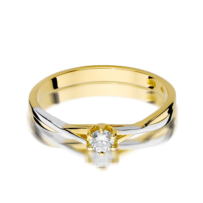 Inel Aur 9K cu Diamant Natural 0.12 ct