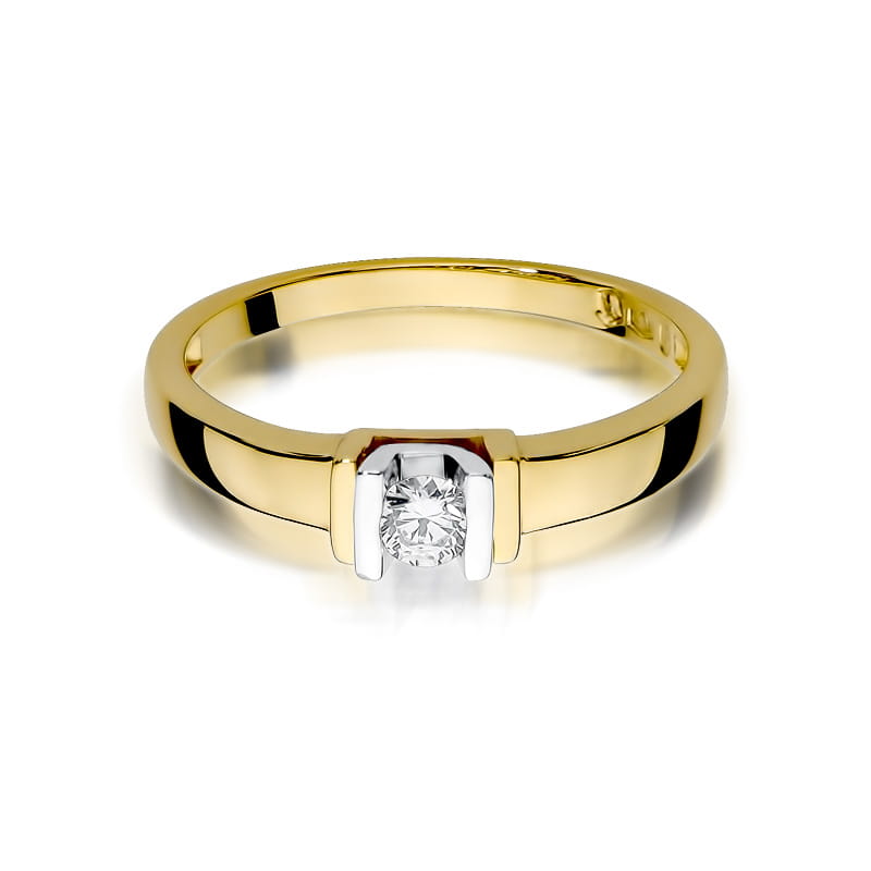 Inel Aur 9K cu Diamant Natural 0.10 ct