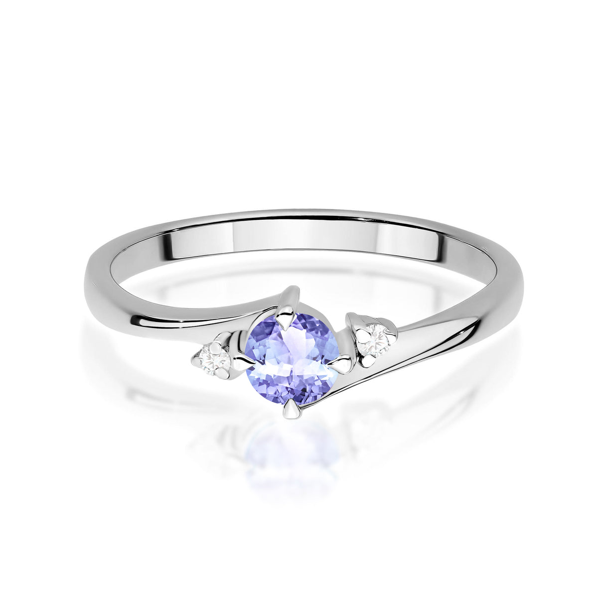 Inel Aur 14K cu Tanzanit 0.35 ct si Diamante Naturale 0.03 ct
