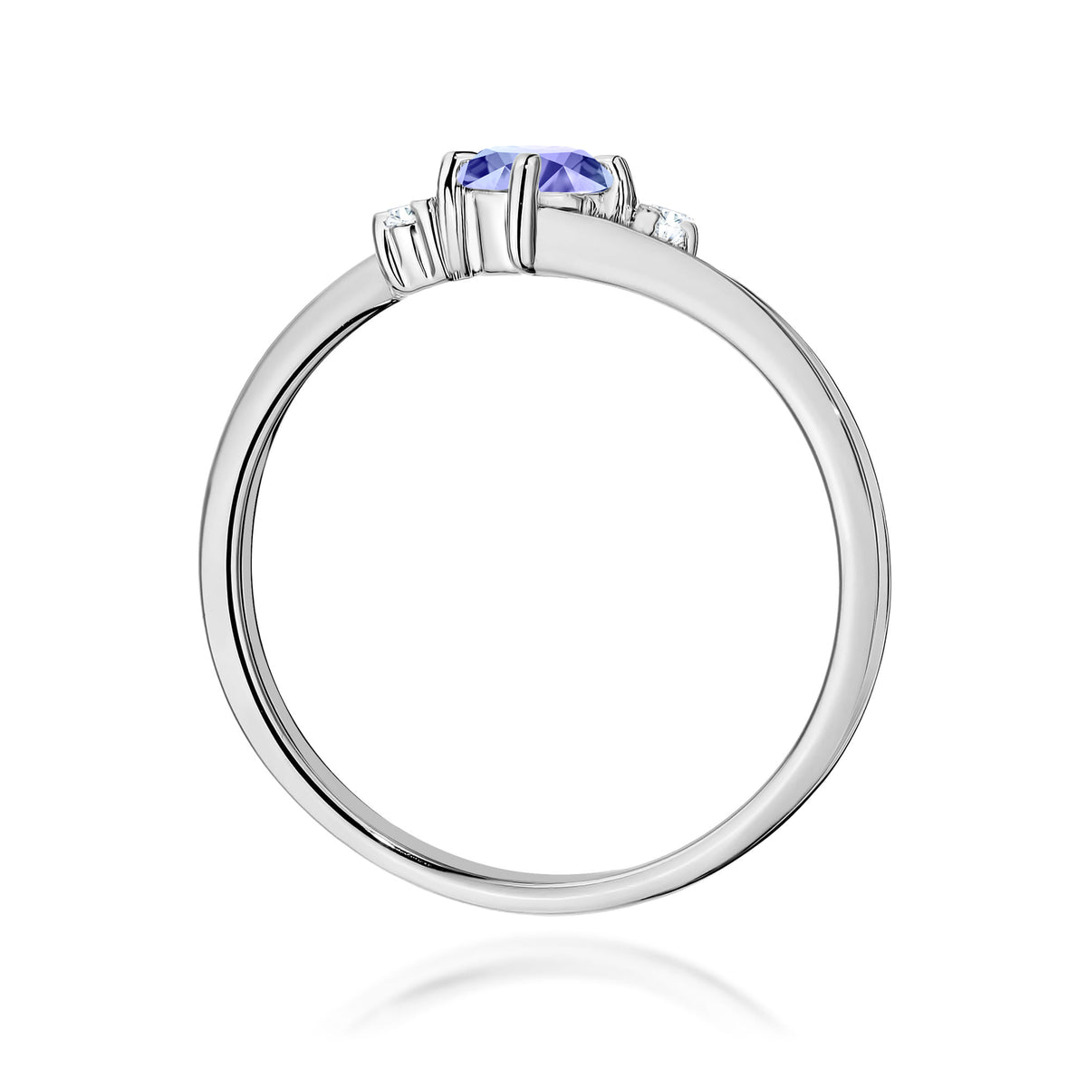 Inel Aur 14K cu Tanzanit 0.35 ct si Diamante Naturale 0.03 ct