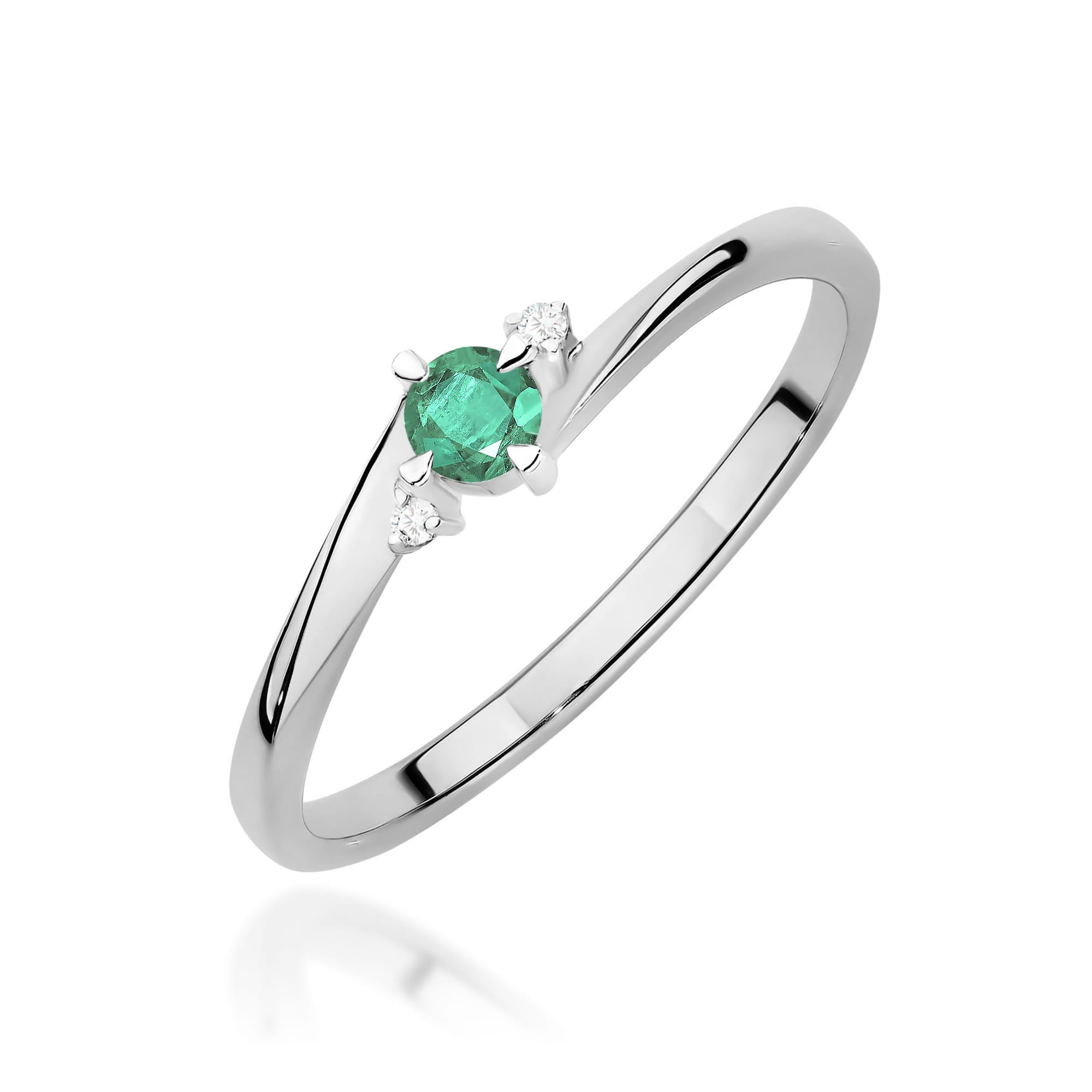 Inel Aur 9K cu Smarald 0.15 ct si Diamante Naturale 0.03 ct