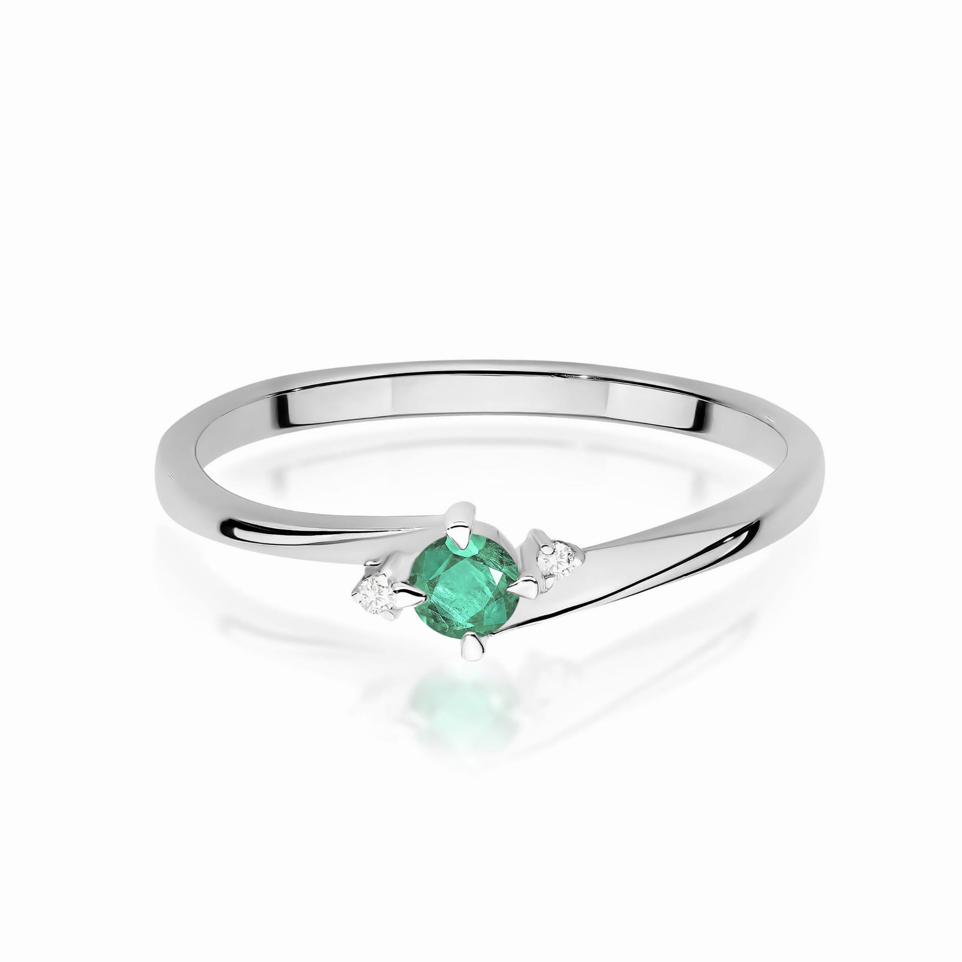 Inel Aur 9K cu Smarald 0.15 ct si Diamante Naturale 0.03 ct
