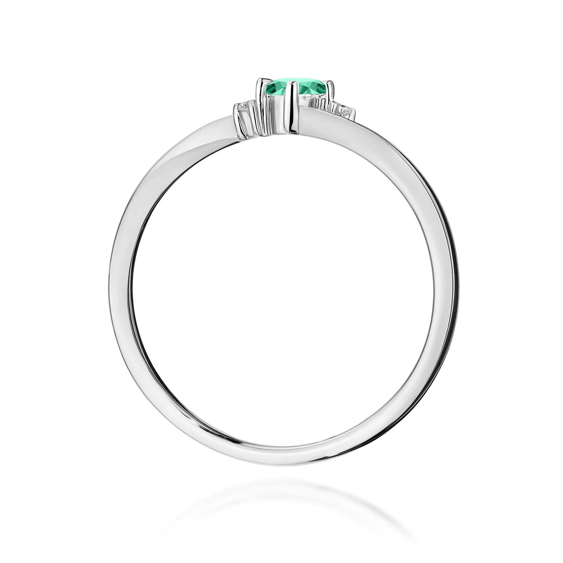 Inel Aur 9K cu Smarald 0.15 ct si Diamante Naturale 0.03 ct