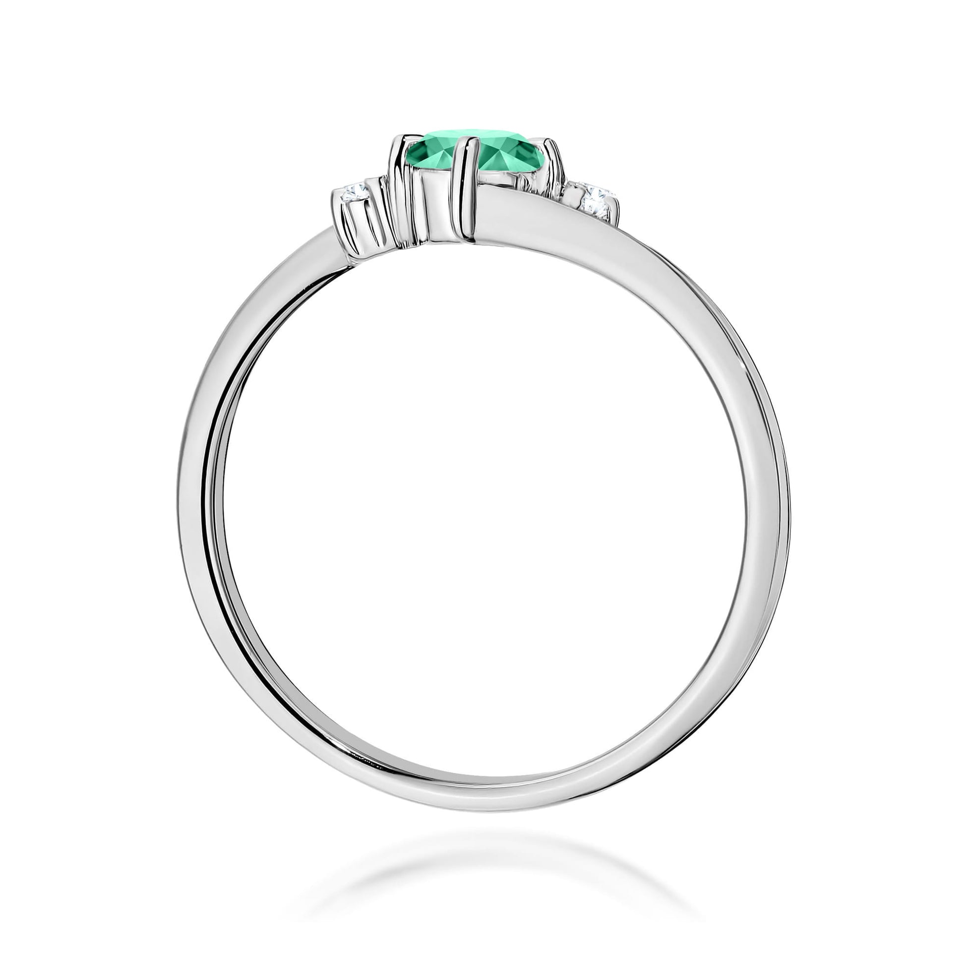 Inel Aur 9K cu Smarald 0.30 ct si Diamante Naturale 0.03 ct