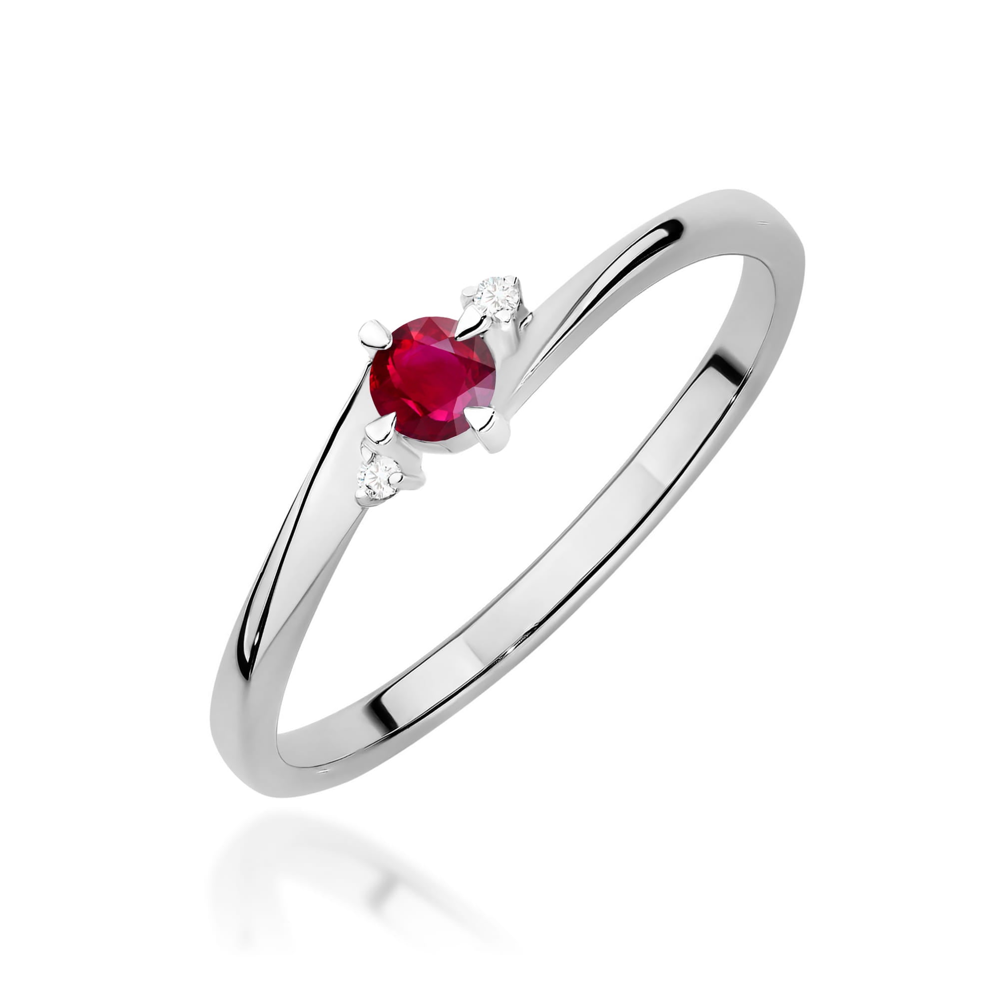 Inel Aur 9K cu Rubin 0.15 ct si Diamante Naturale 0.02 ct