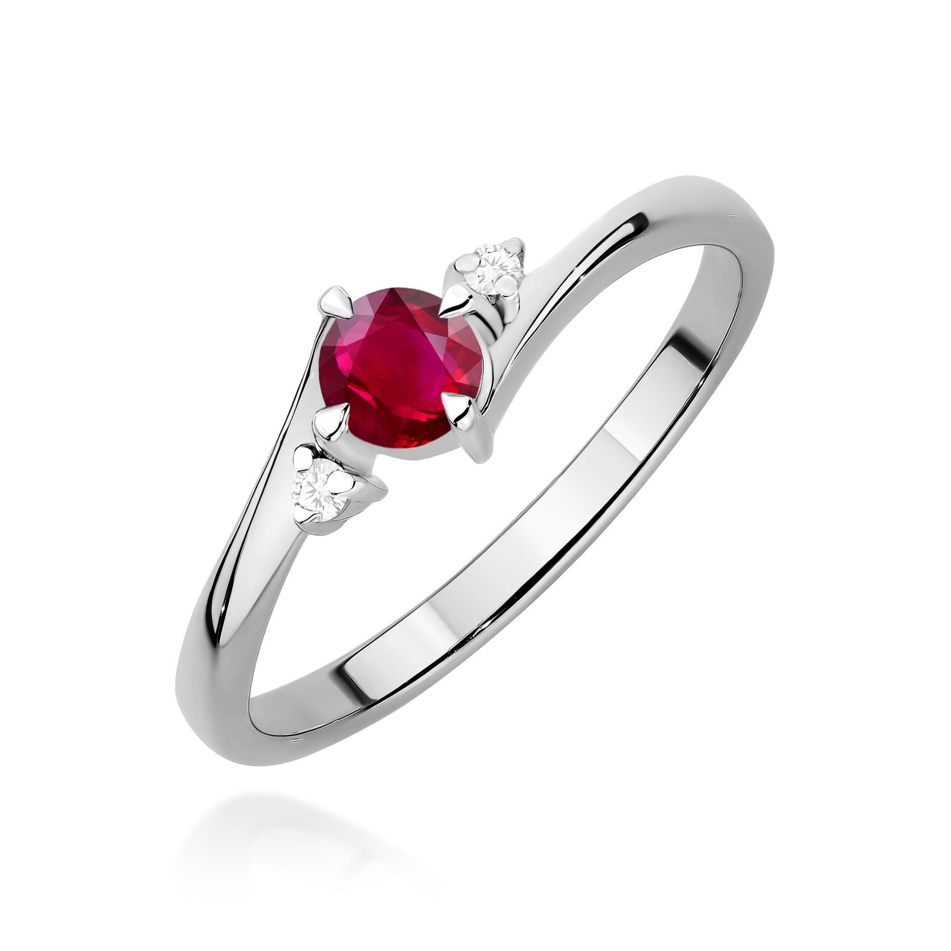 Inel Aur 9K cu Rubin 0.30 ct si Diamante Naturale 0.03 ct