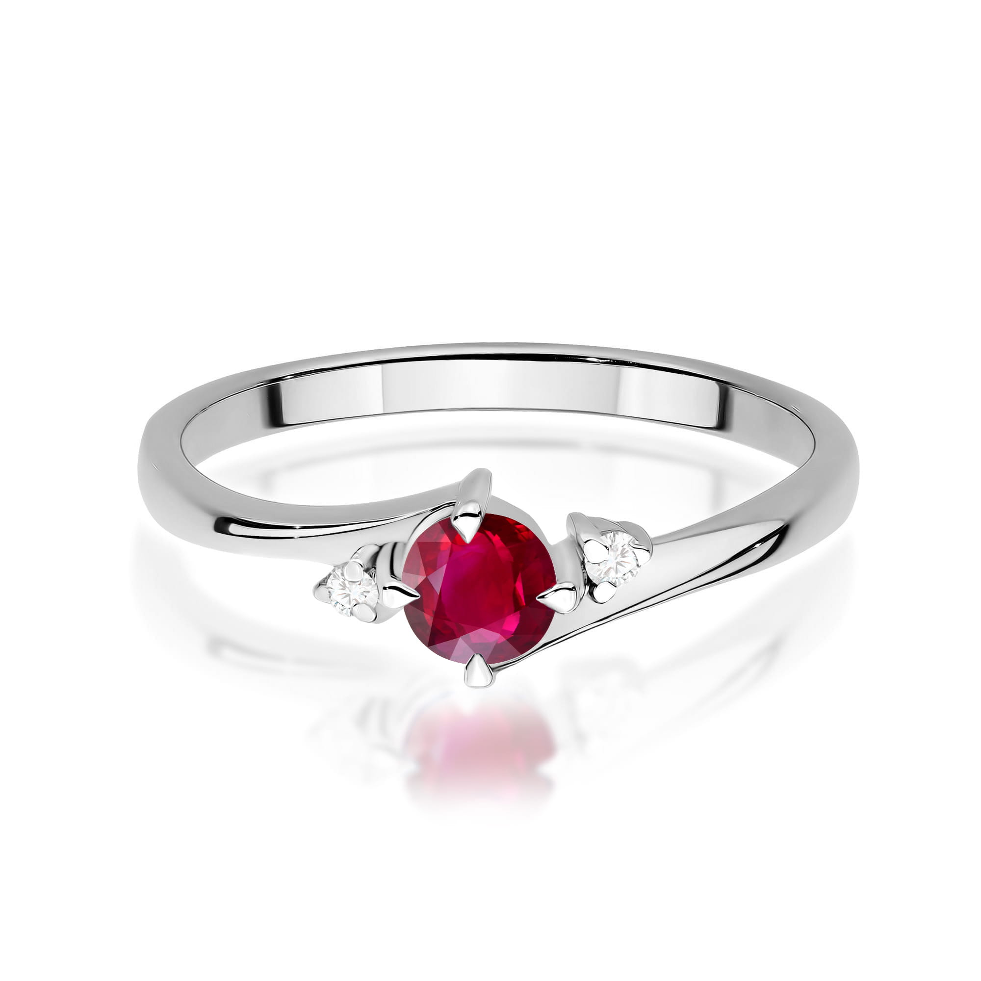 Inel Aur 9K cu Rubin 0.30 ct si Diamante Naturale 0.03 ct