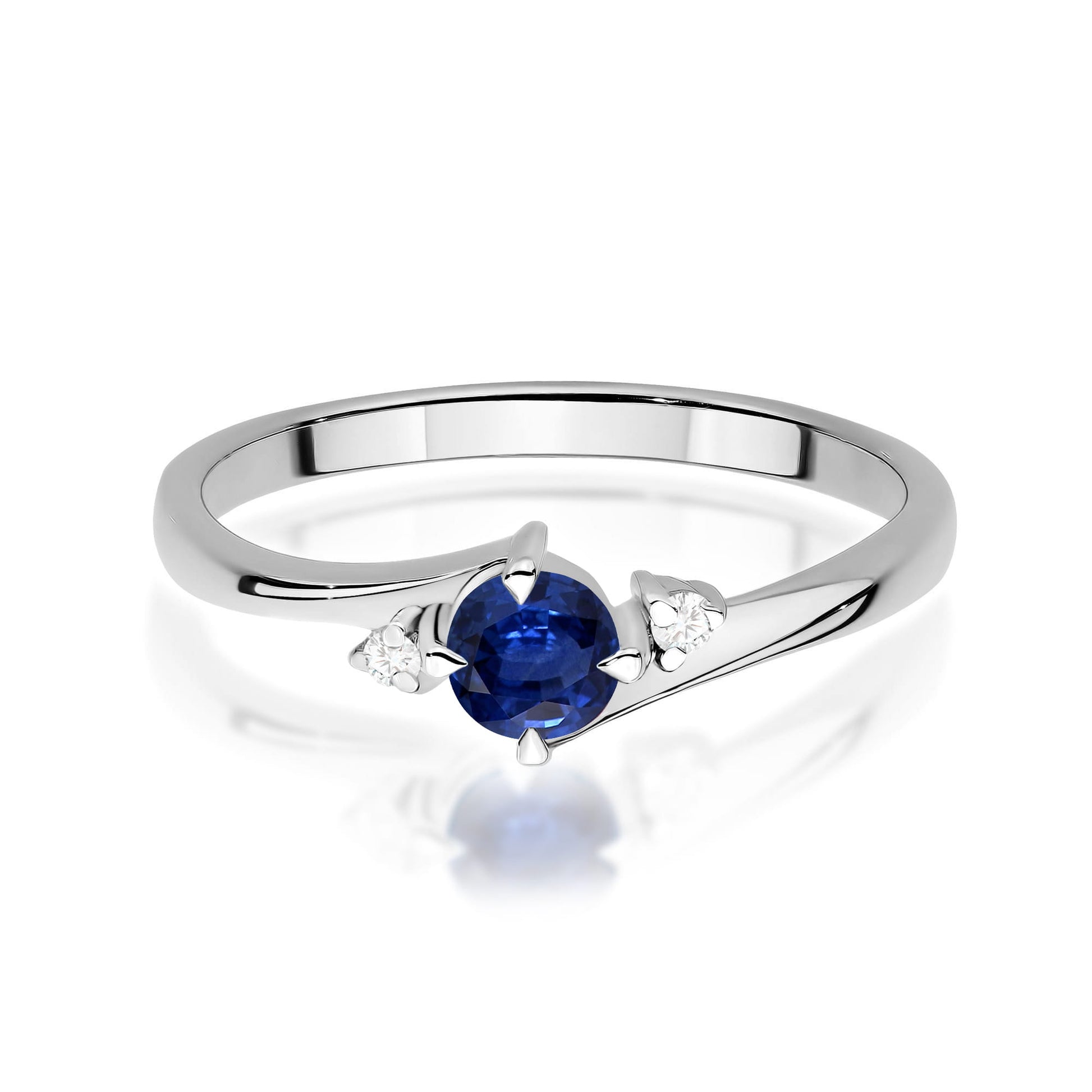 Inel Aur 9K cu Safir 0.30 ct si Diamante Naturale 0.03 ct