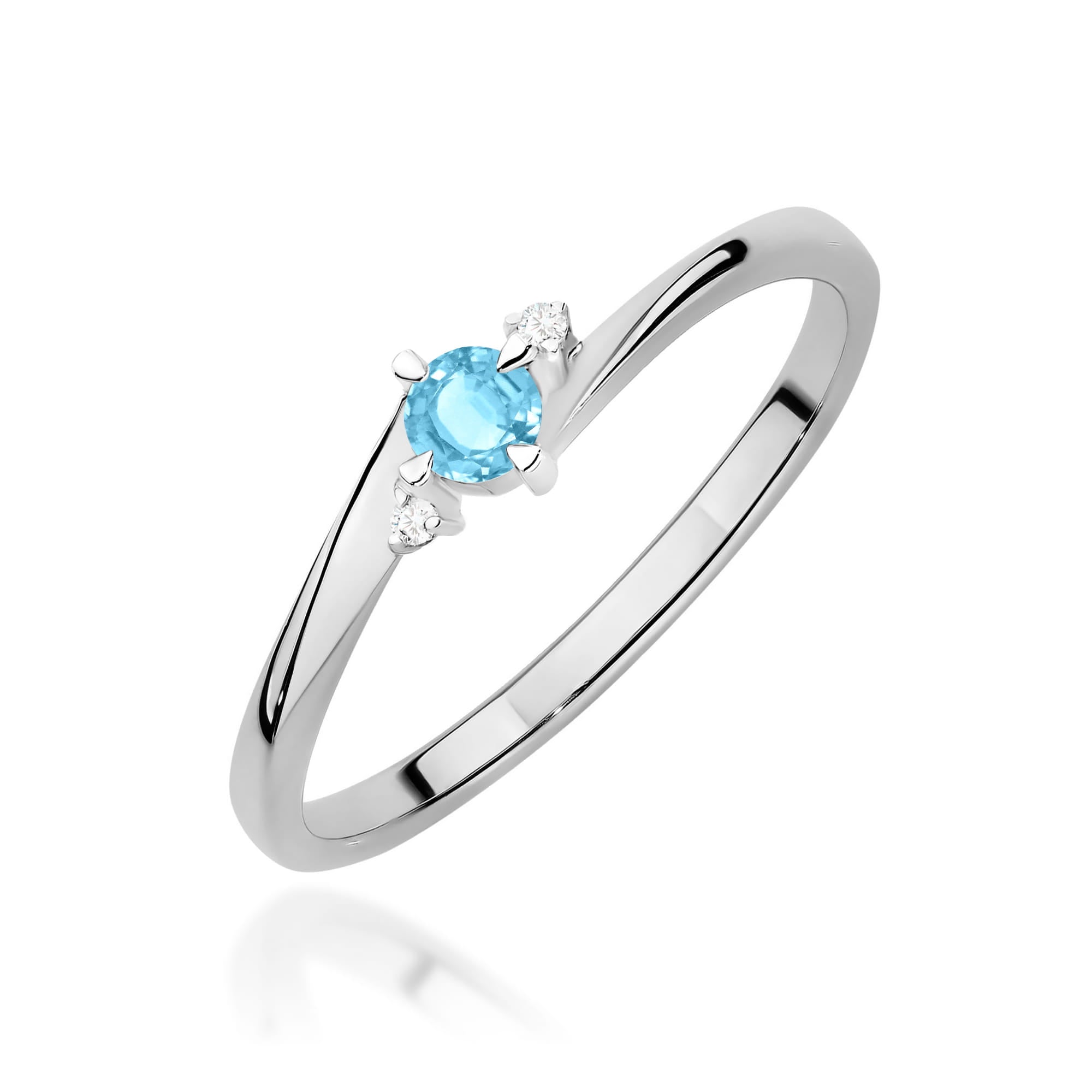 Inel Aur 9K cu Topaz Swiss 0.15 ct si Diamante Naturale 0.02 ct