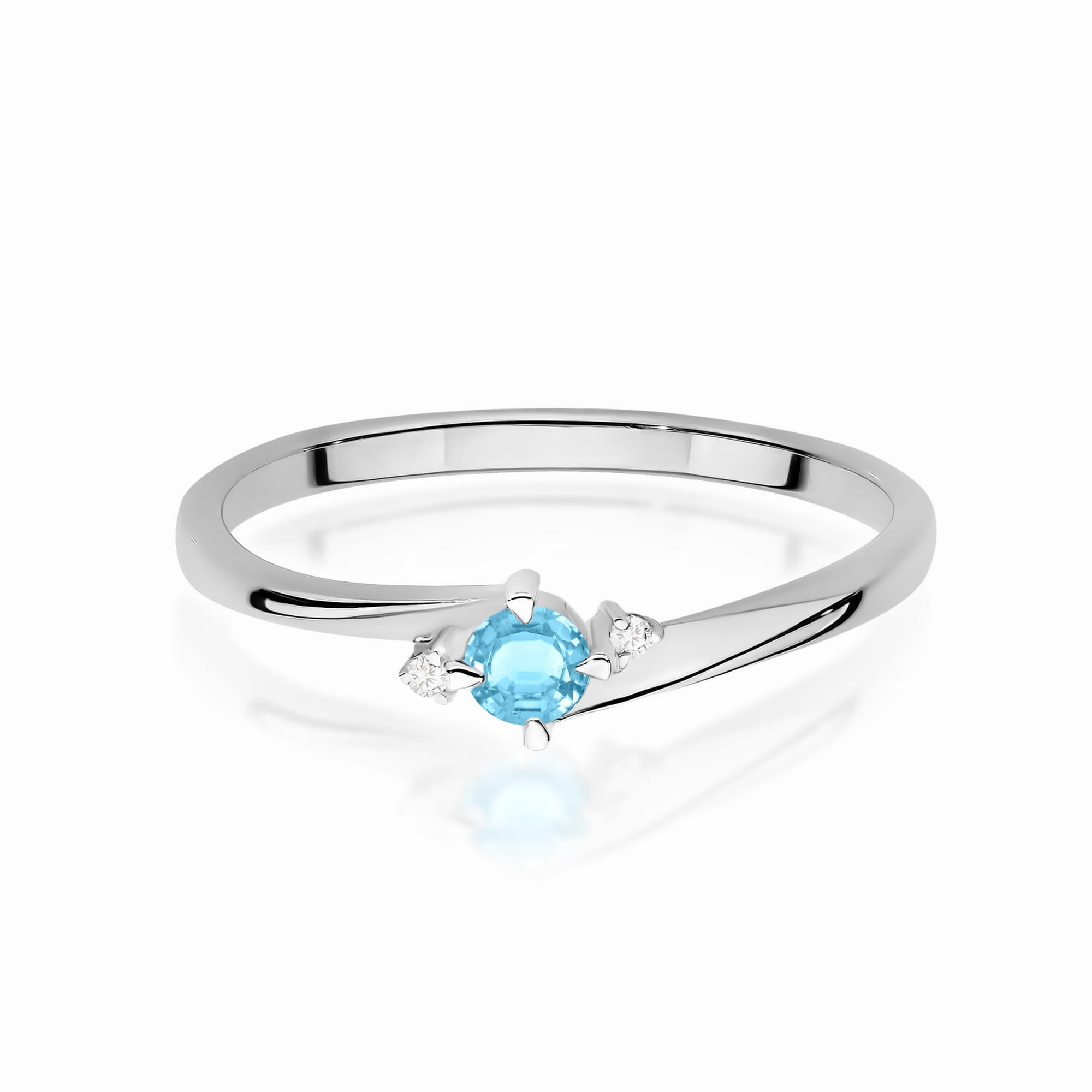 Inel Aur 9K cu Topaz Swiss 0.15 ct si Diamante Naturale 0.02 ct