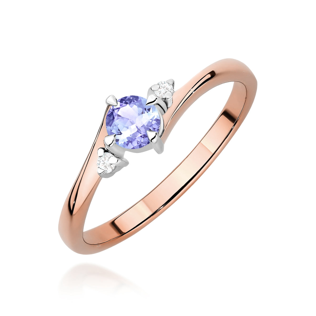 Inel Aur 14K cu Tanzanit 0.35 ct si Diamante Naturale 0.03 ct