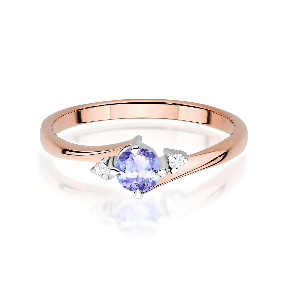 Inel Aur 14K cu Tanzanit 0.35 ct si Diamante Naturale 0.03 ct