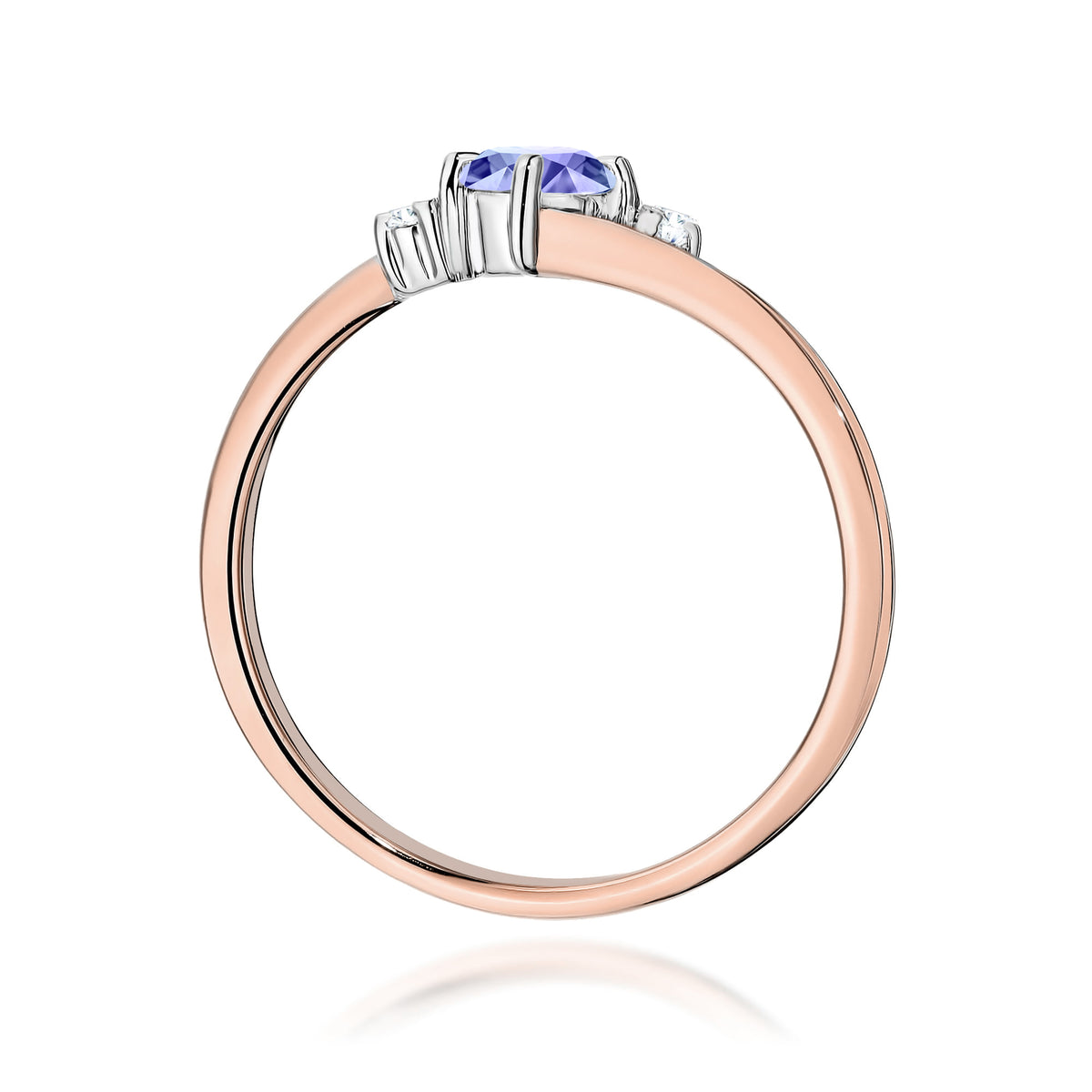 Inel Aur 14K cu Tanzanit 0.35 ct si Diamante Naturale 0.03 ct