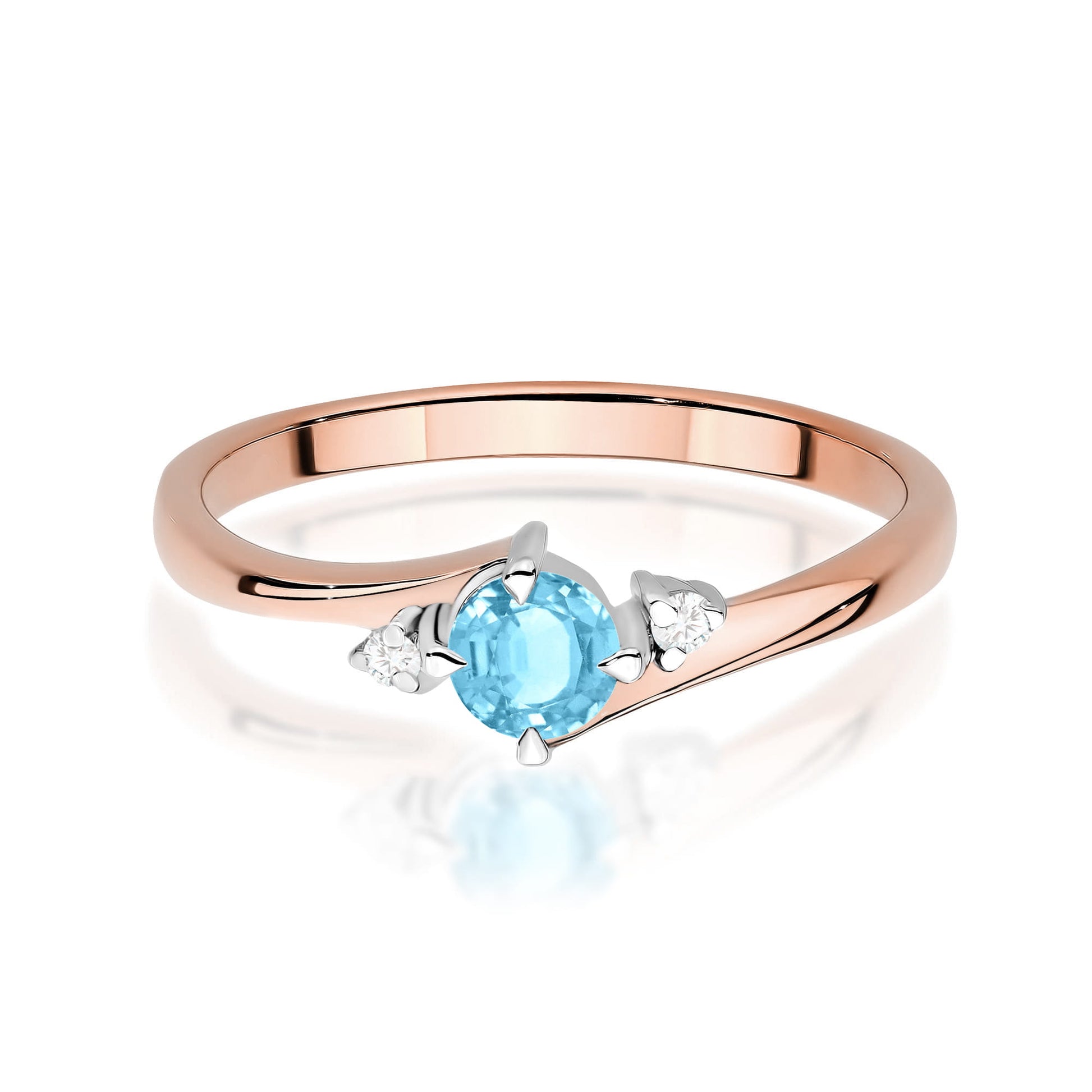 Inel Aur 14k cu Topaz 0.25 ct si Diamante Naturale 0.03 ct