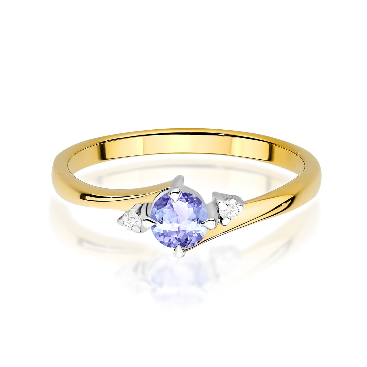 Inel Aur 14K cu Tanzanit 0.35 ct si Diamante Naturale 0.03 ct