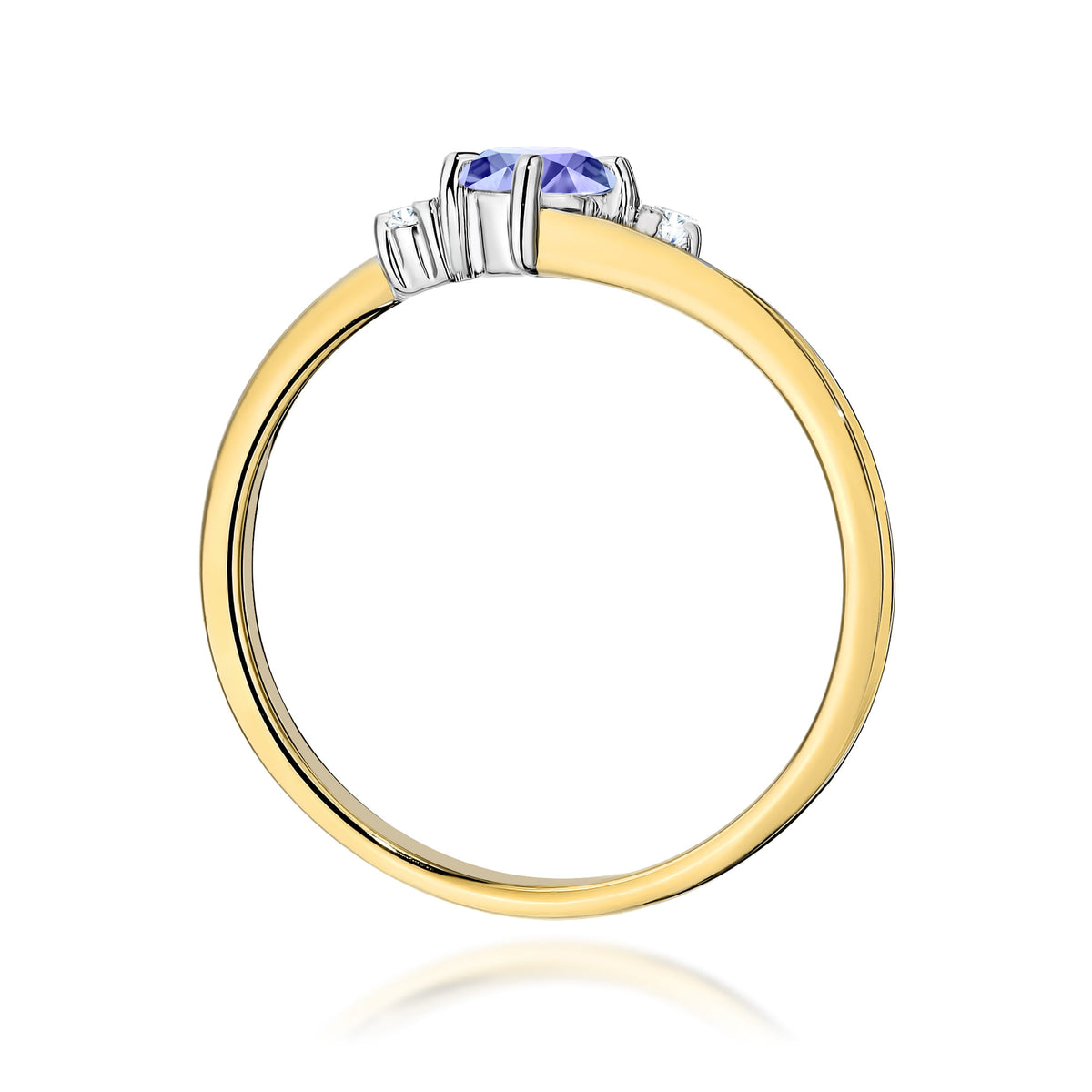Inel Aur 14K cu Tanzanit 0.35 ct si Diamante Naturale 0.03 ct