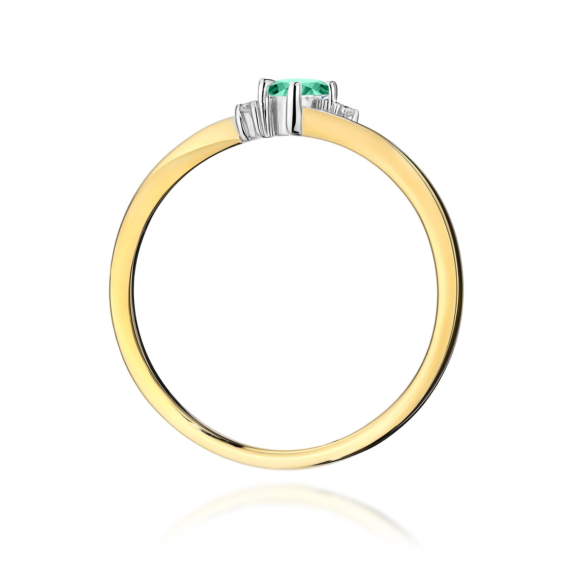 Inel Aur 9K cu Smarald 0.15 ct si Diamante Naturale 0.03 ct