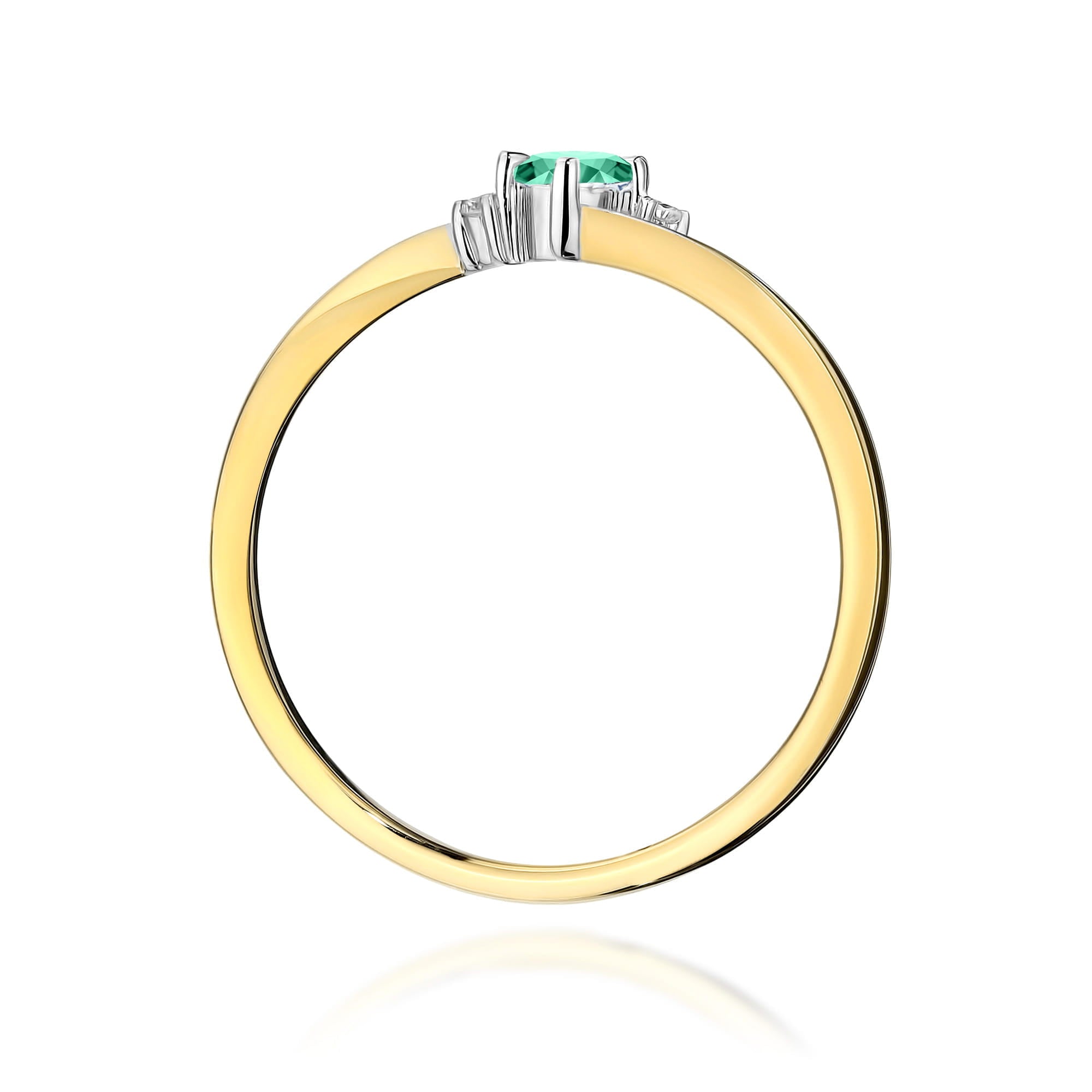 Inel Aur 9K cu Smarald 0.15 ct si Diamante Naturale 0.03 ct