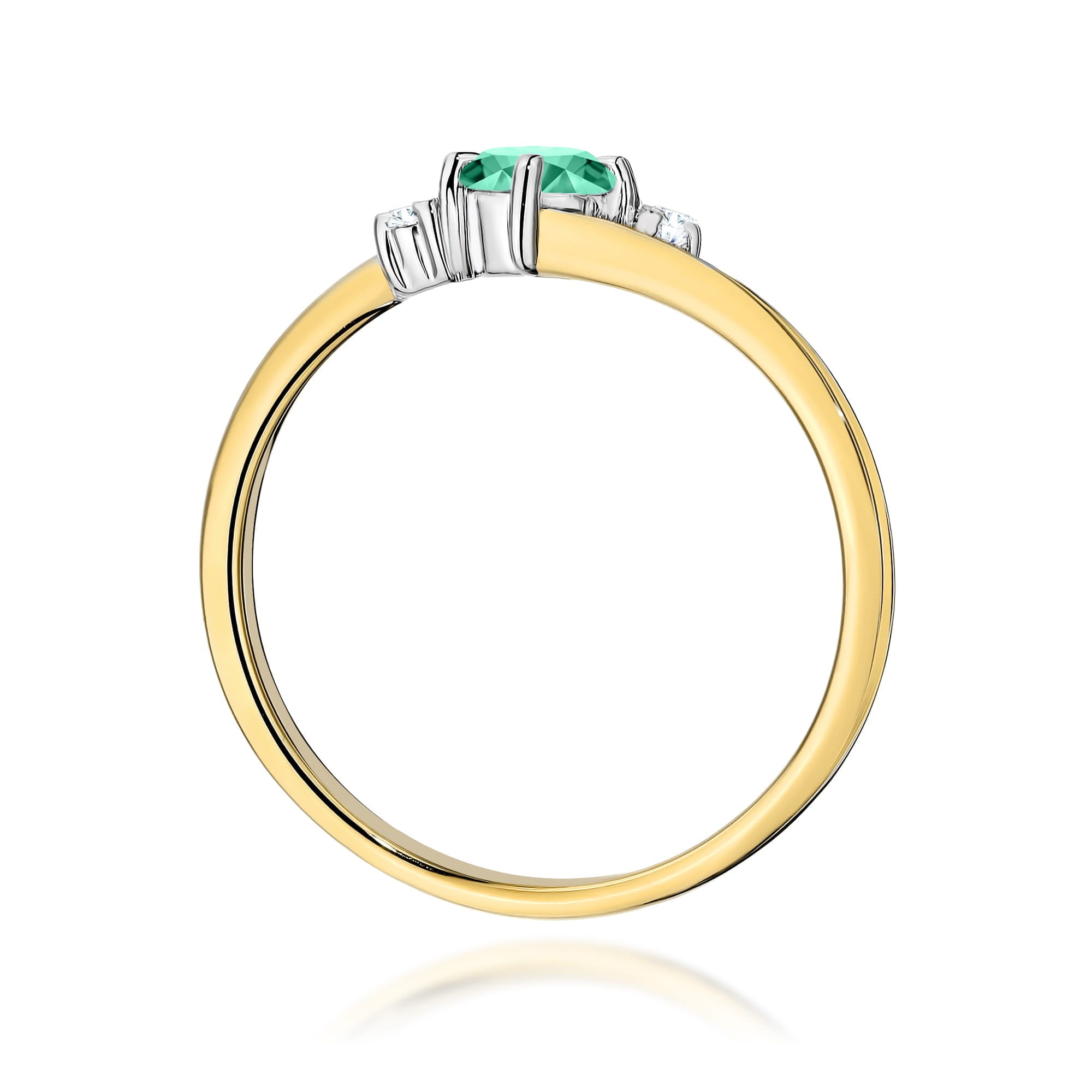 Inel Aur 9K cu Smarald 0.30 ct si Diamante Naturale 0.03 ct