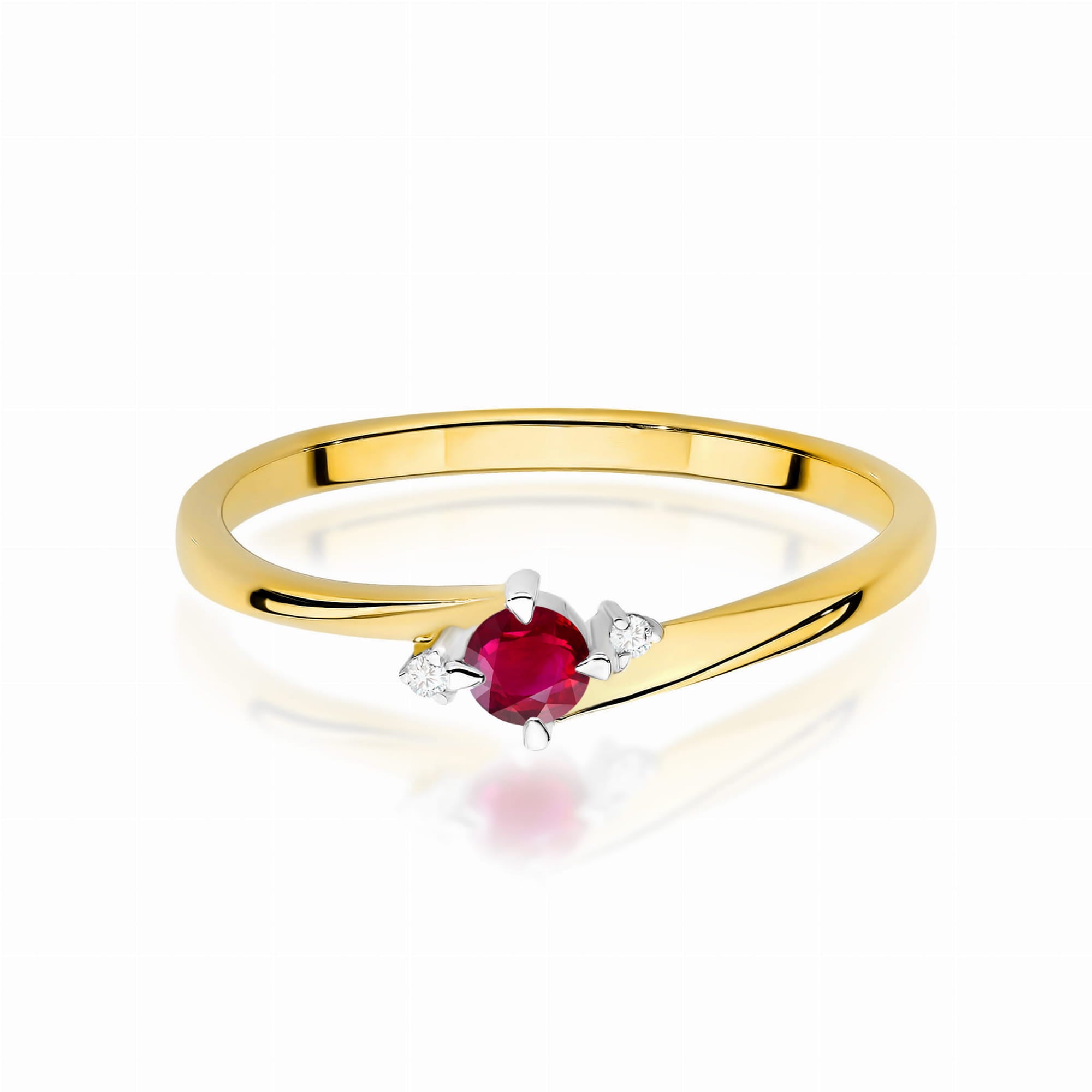 Inel Aur 9K cu Rubin 0.15 ct si Diamante Naturale 0.02 ct