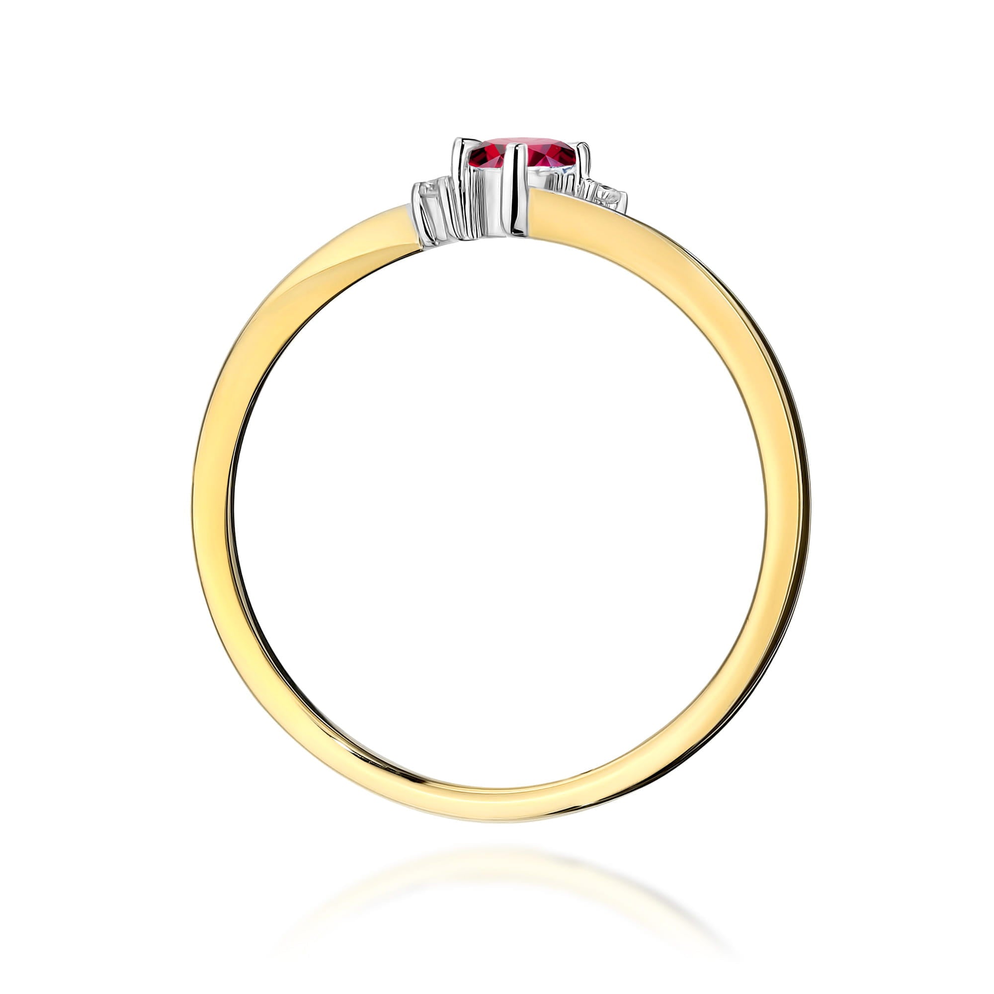 Inel Aur 9K cu Rubin 0.15 ct si Diamante Naturale 0.02 ct