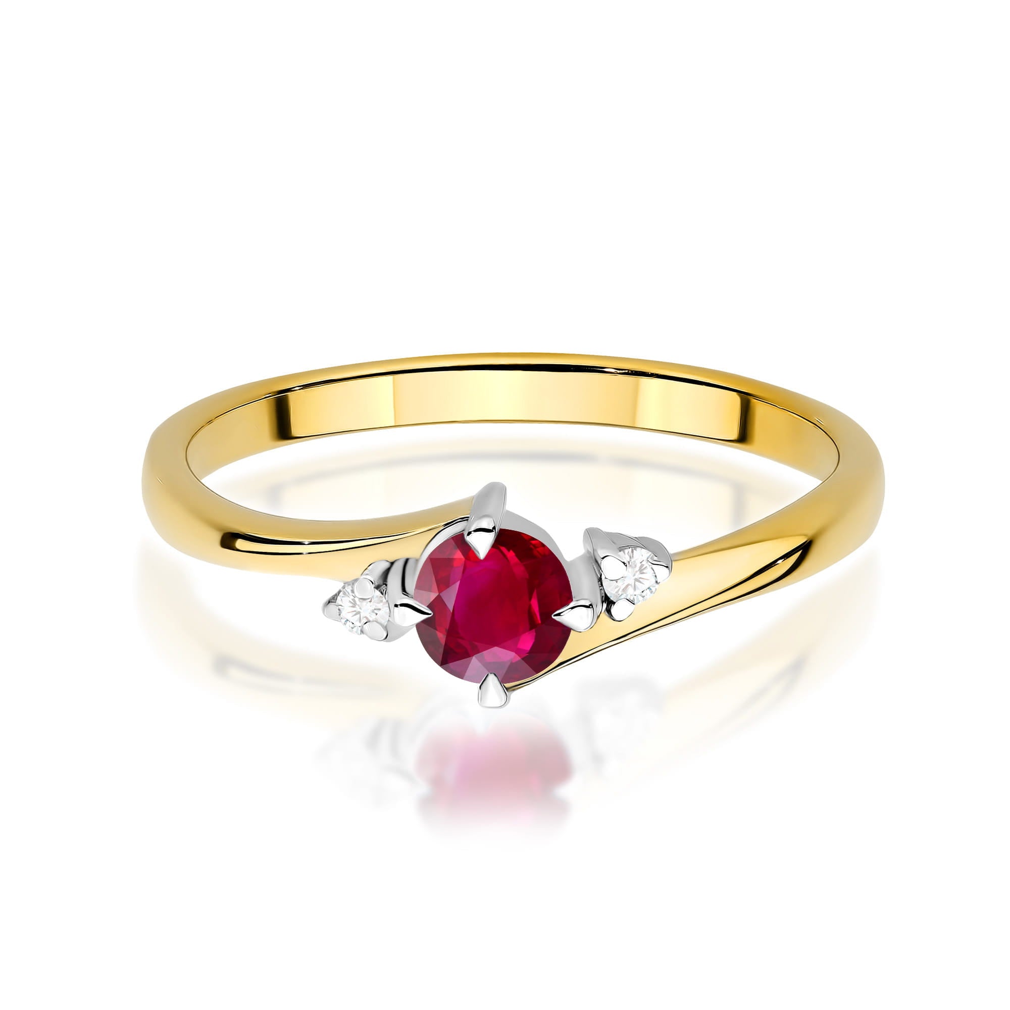 Inel Aur 9K cu Rubin 0.30 ct si Diamante Naturale 0.03 ct