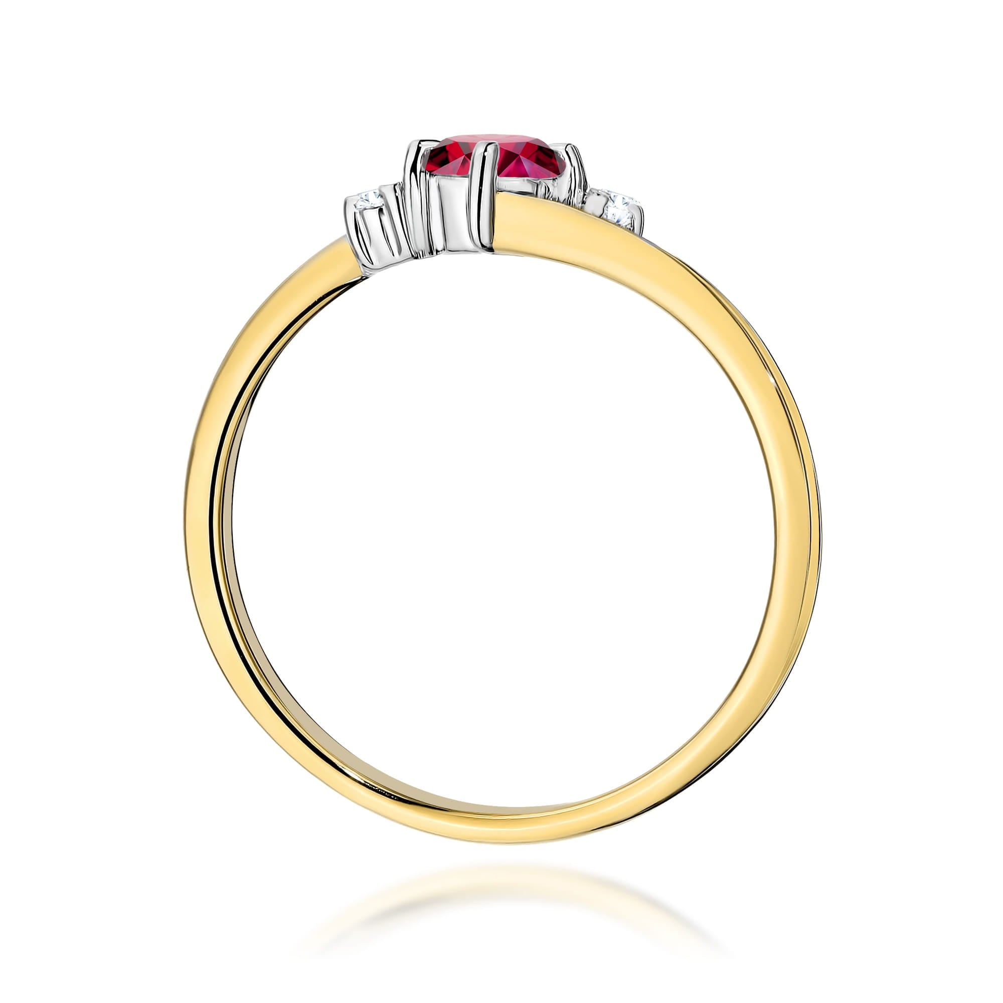 Inel Aur 9K cu Rubin 0.30 ct si Diamante Naturale 0.03 ct