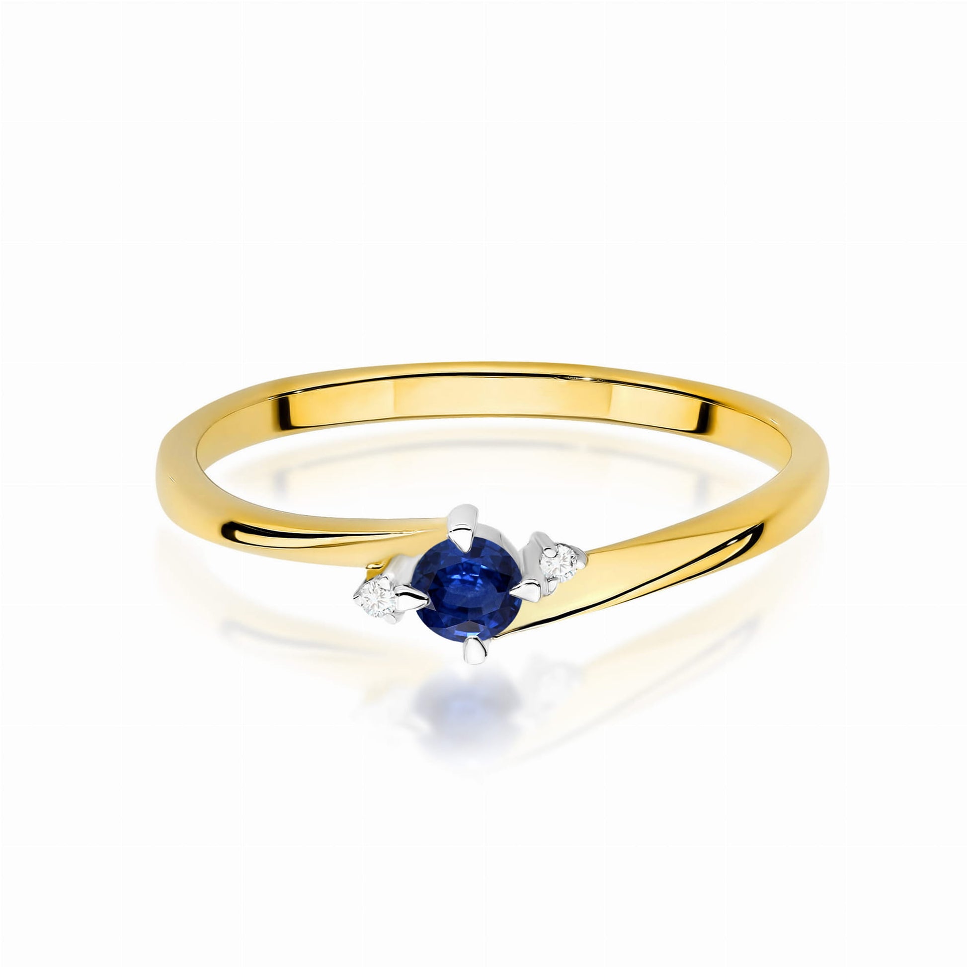 Inel Aur 9K cu Safir 0.15 ct si Diamante Naturale 0.02 ct