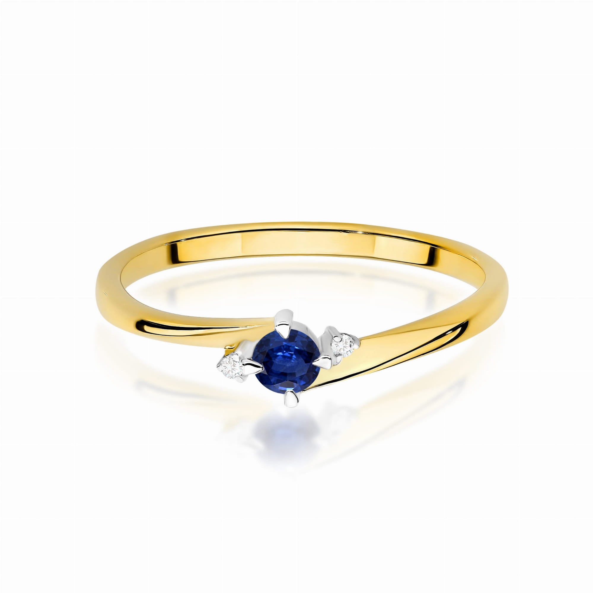 Inel Aur 9K cu Safir 0.15 ct si Diamante Naturale 0.02 ct
