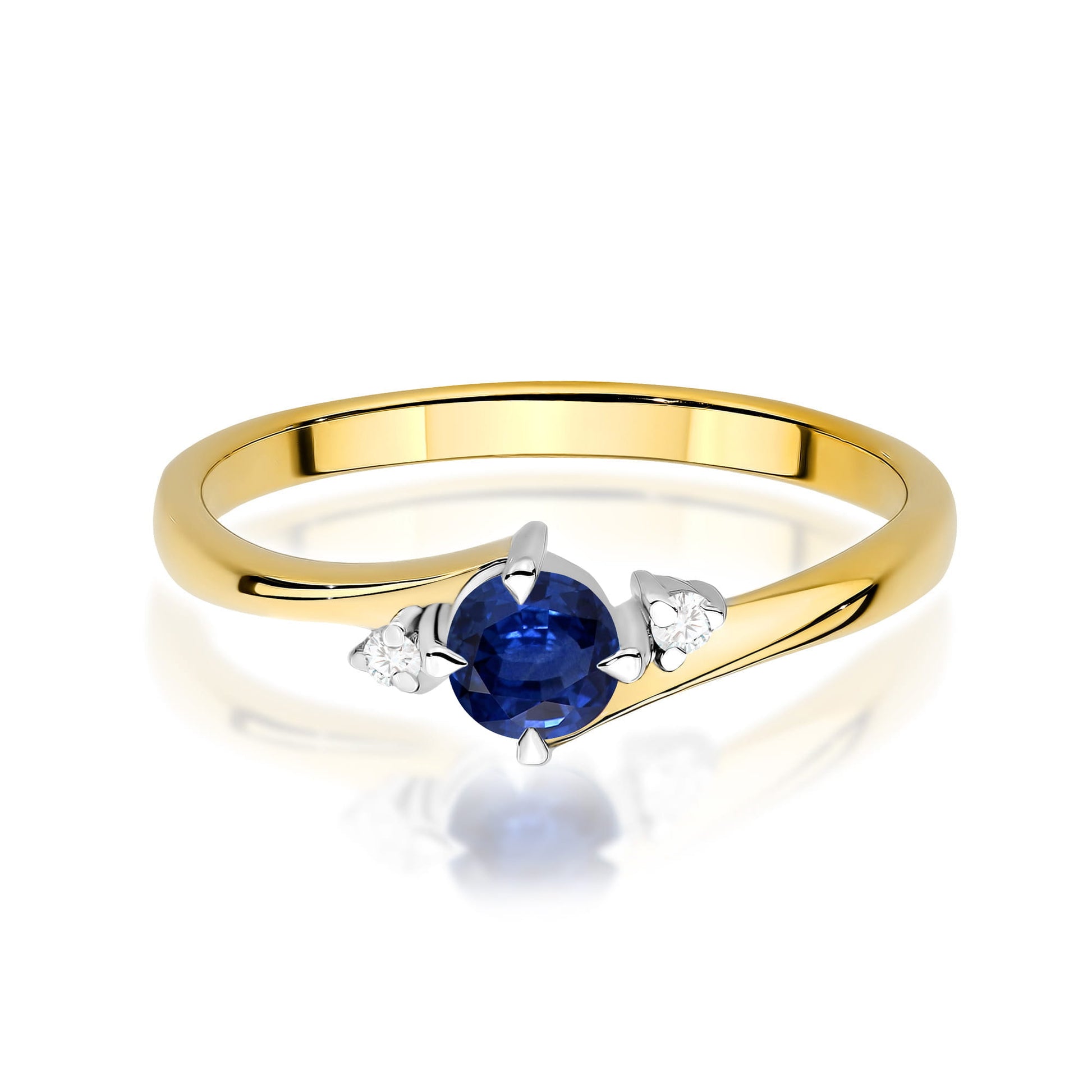 Inel Aur 9K cu Safir 0.30 ct si Diamante Naturale 0.03 ct