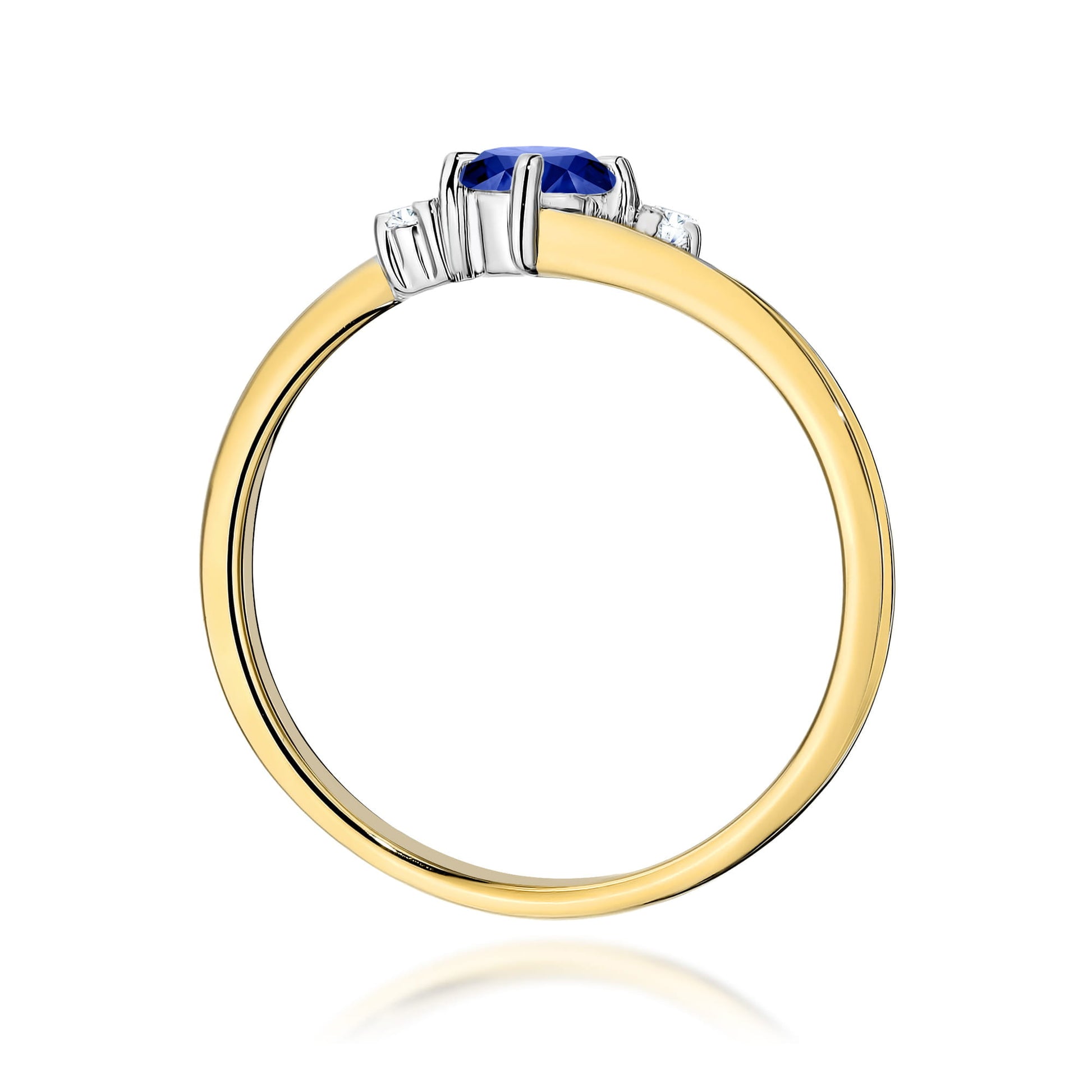 Inel Aur 9K cu Safir 0.30 ct si Diamante Naturale 0.03 ct