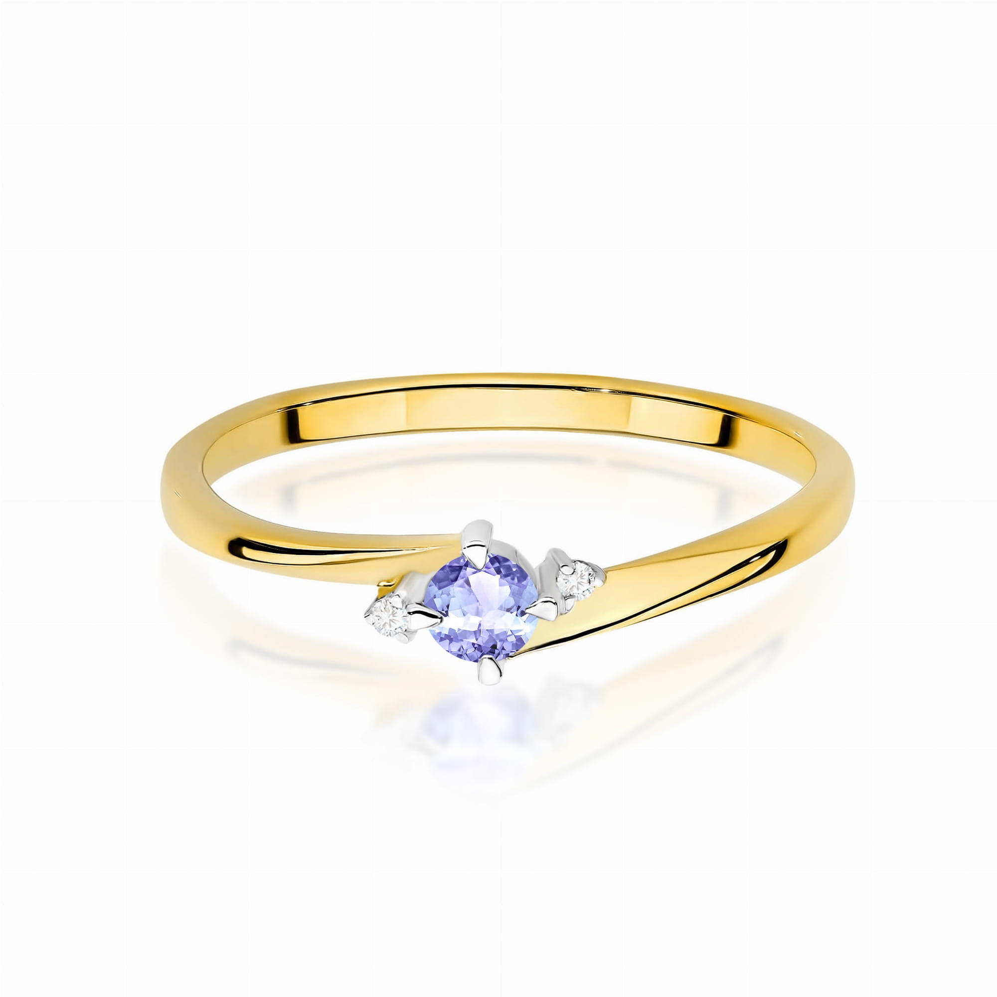Inel Aur 9K cu Tanzanit 0.15 ct si Diamante Naturale 0.02 ct