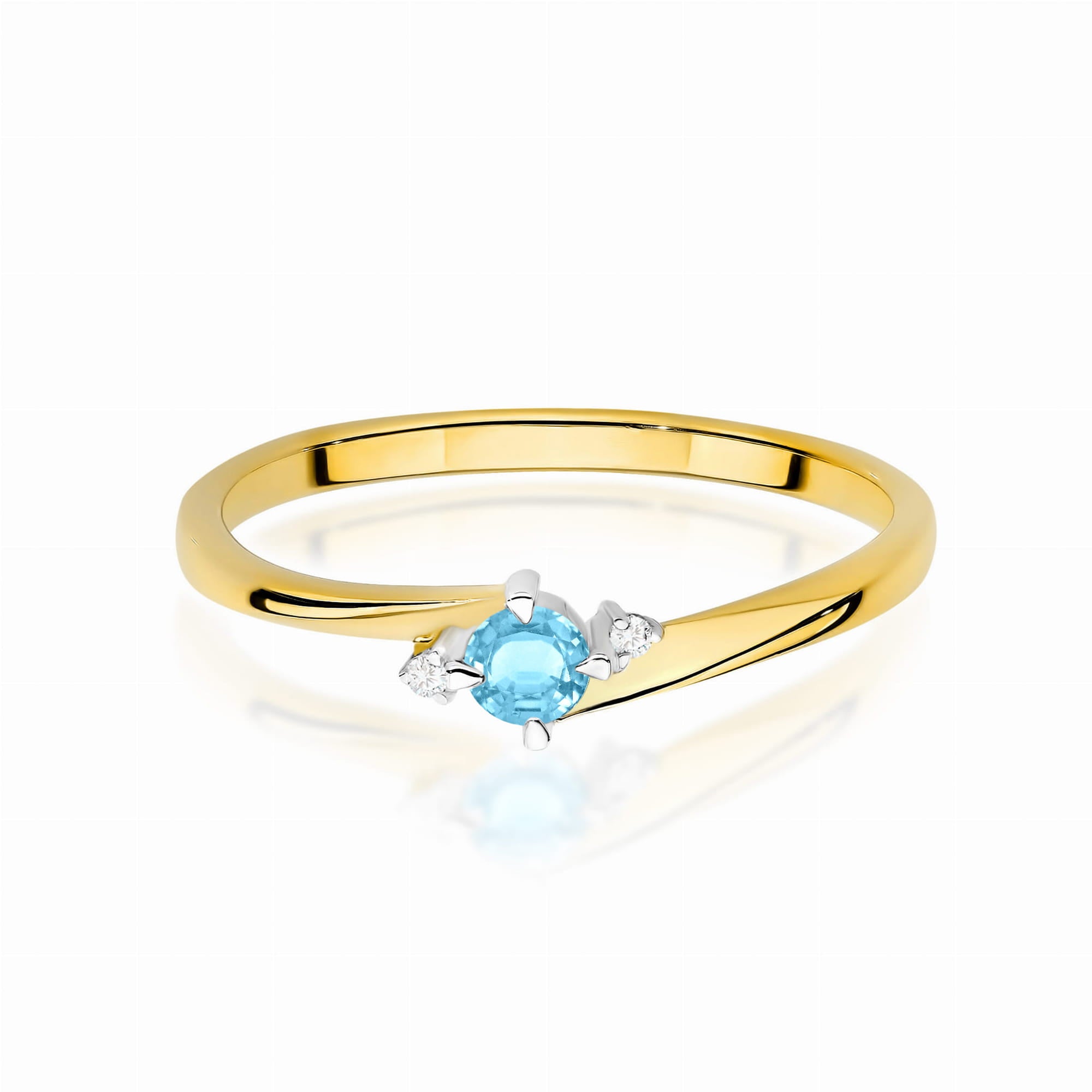 Inel Aur 9K cu Topaz Swiss 0.15 ct si Diamante Naturale 0.02 ct