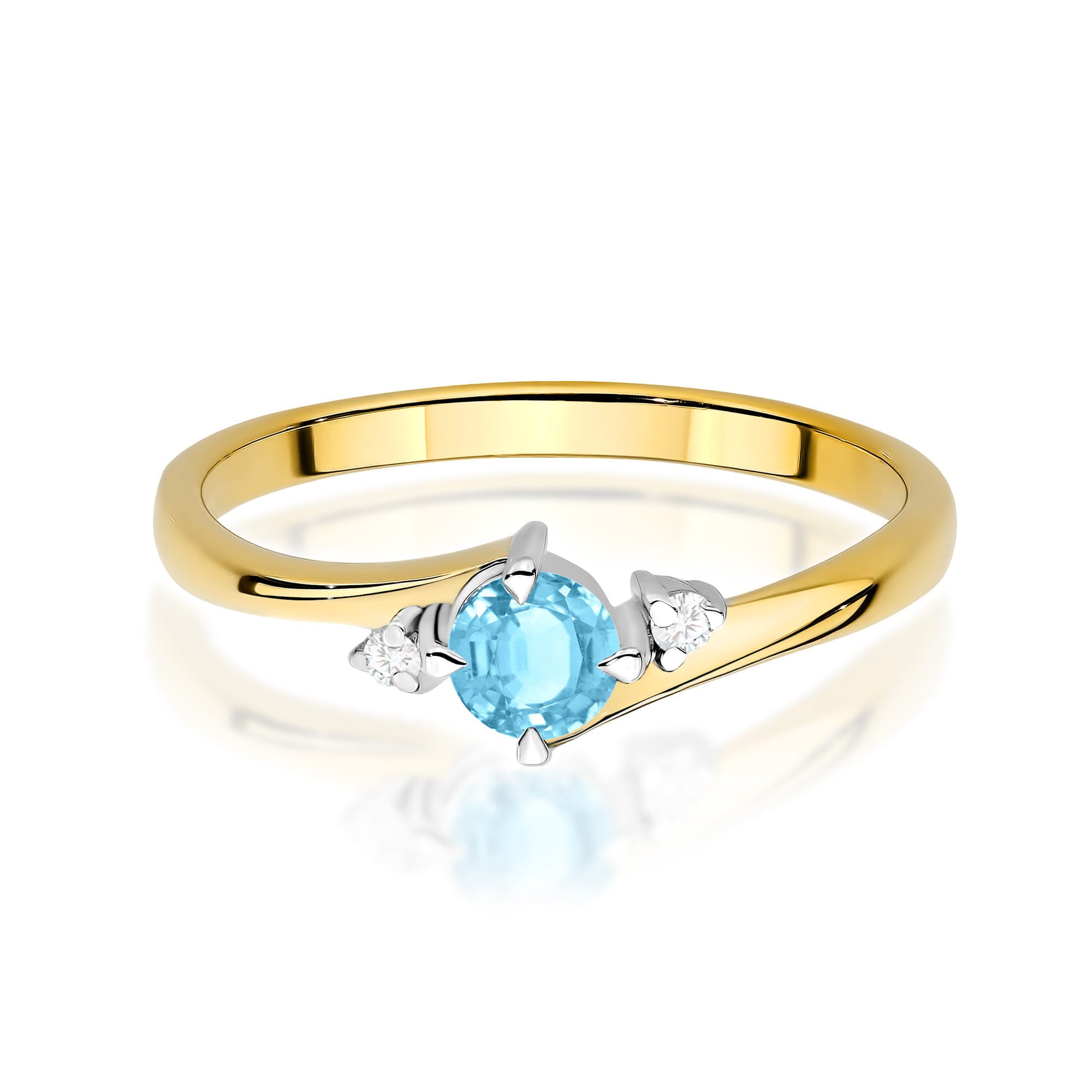 Inel Aur 9K cu Topaz Swiss 0.25 ct si Diamante Naturale 0.03 ct