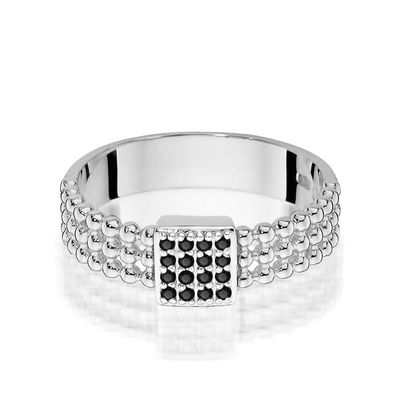 Inel Aur 9K cu Diamante Naturale Negre 0.08 ct