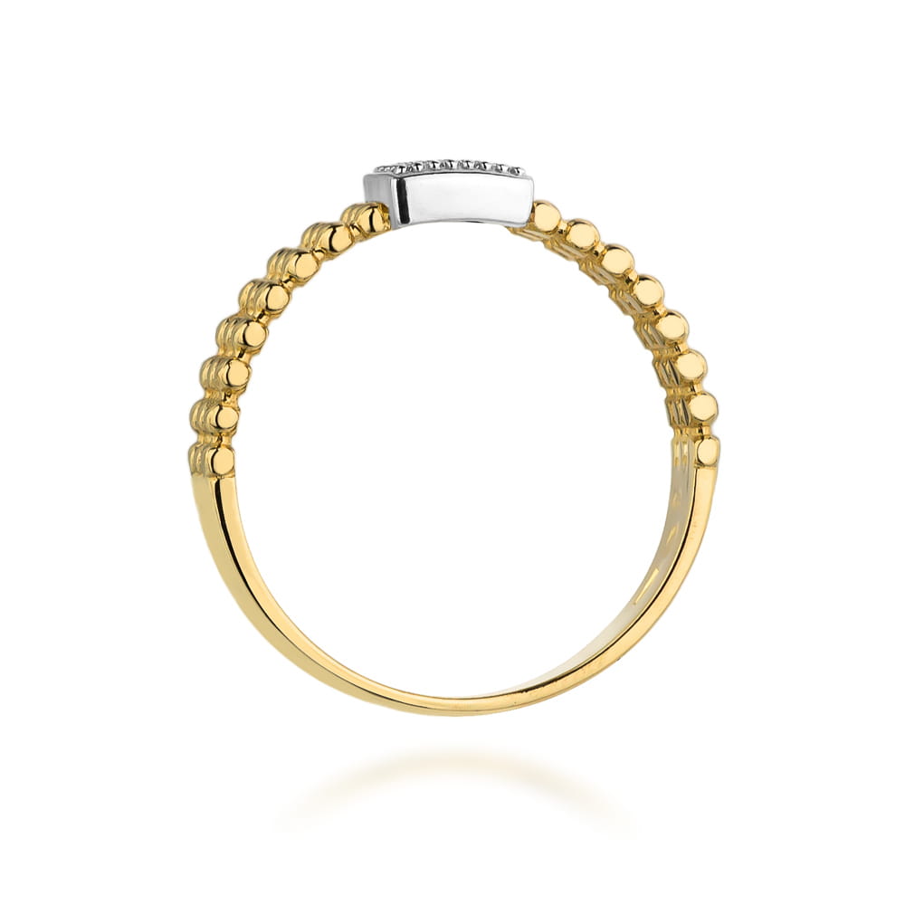 Inel Aur 9K cu Diamante Naturale Negre 0.08 ct