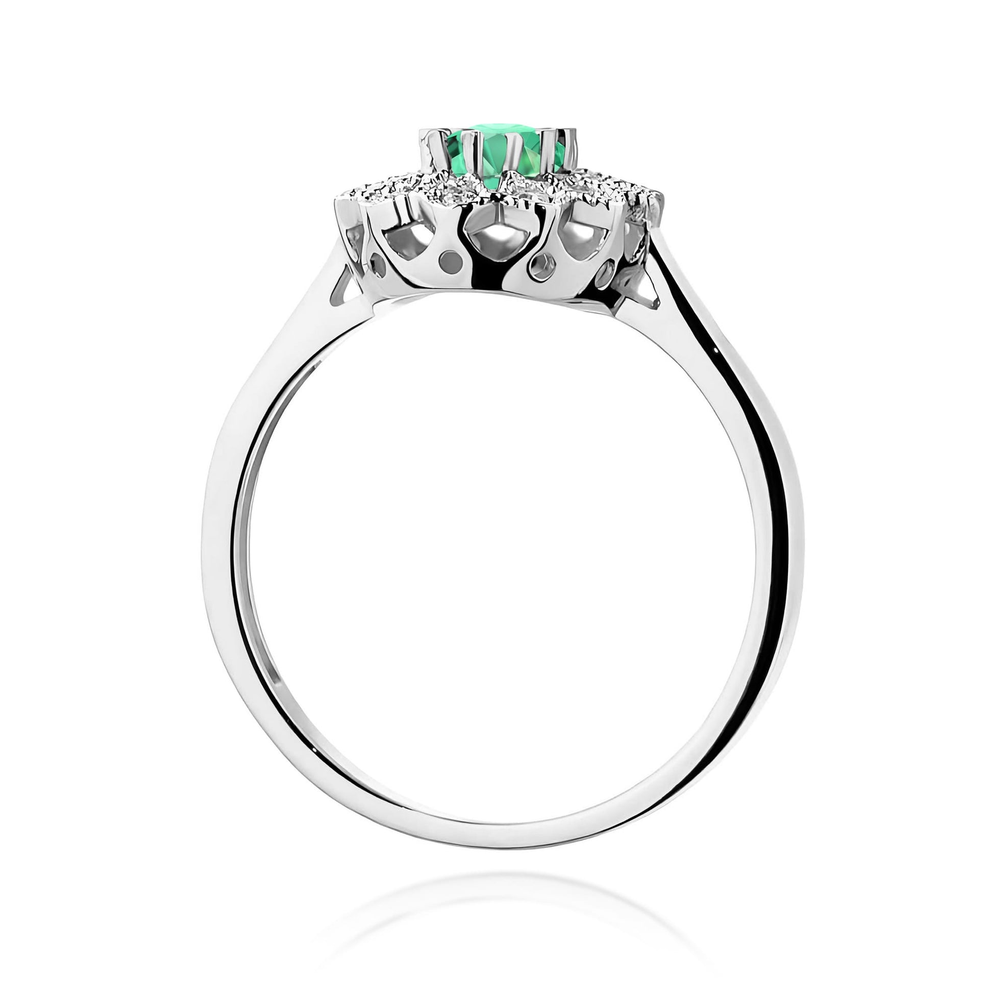 Inel Aur 9K cu Smarald 0.40 ct si Diamante Naturale 0.10 ct