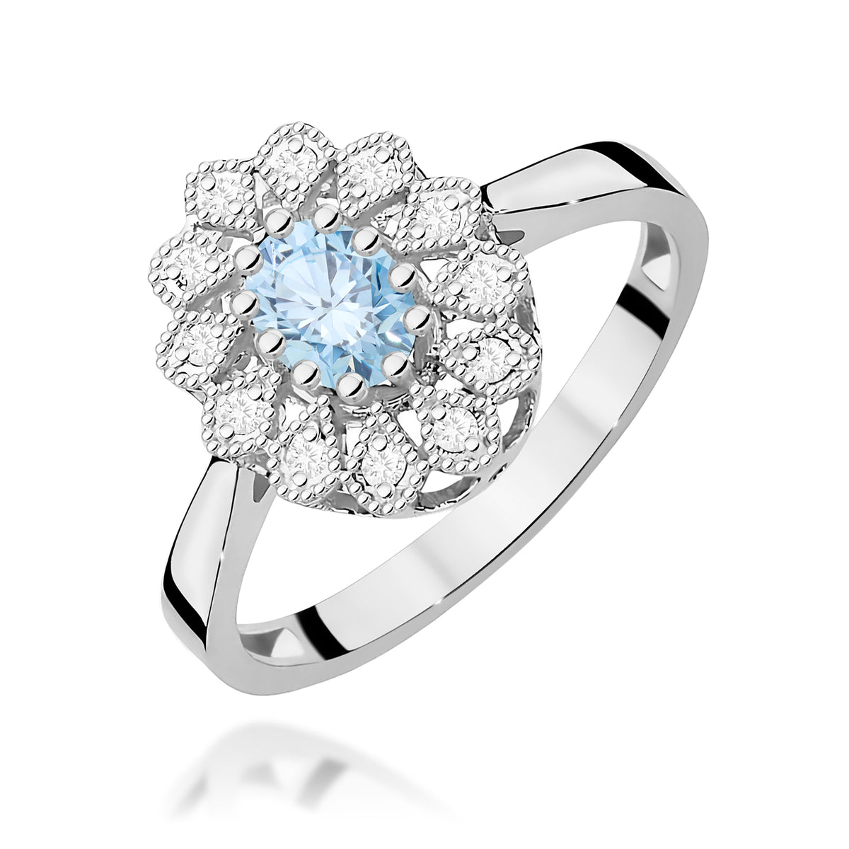 Inel Aur 9K cu Diamante Albastru de Laborator 0.60 ct