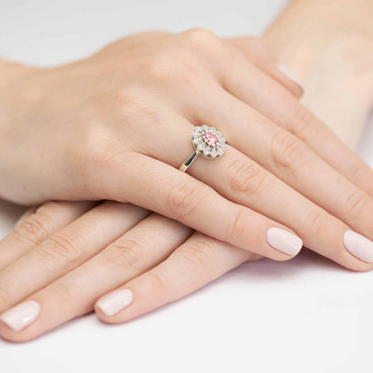 Inel Aur 9K cu Diamante Roz de Laborator 0.60 ct