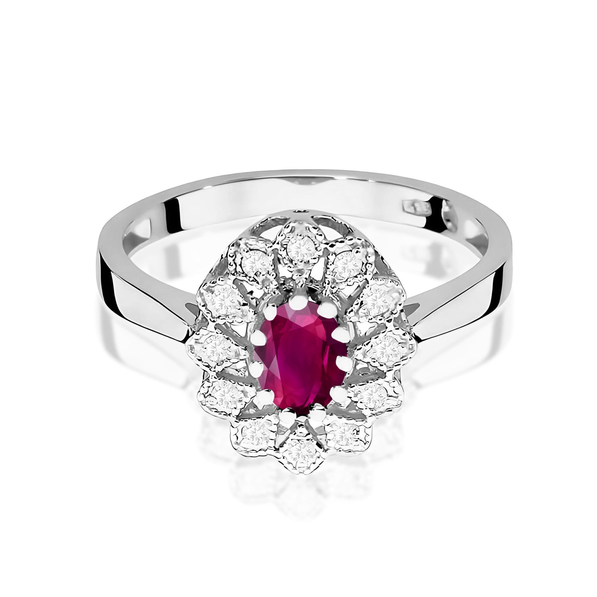 Inel Aur 9K cu Rhodolite 0.50 ct si Diamante Naturale 0.10 ct
