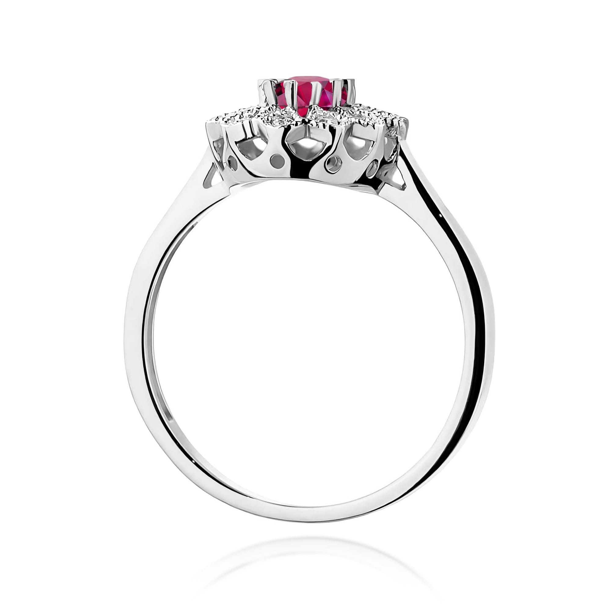Inel Aur 9K cu Rhodolite 0.50 ct si Diamante Naturale 0.10 ct