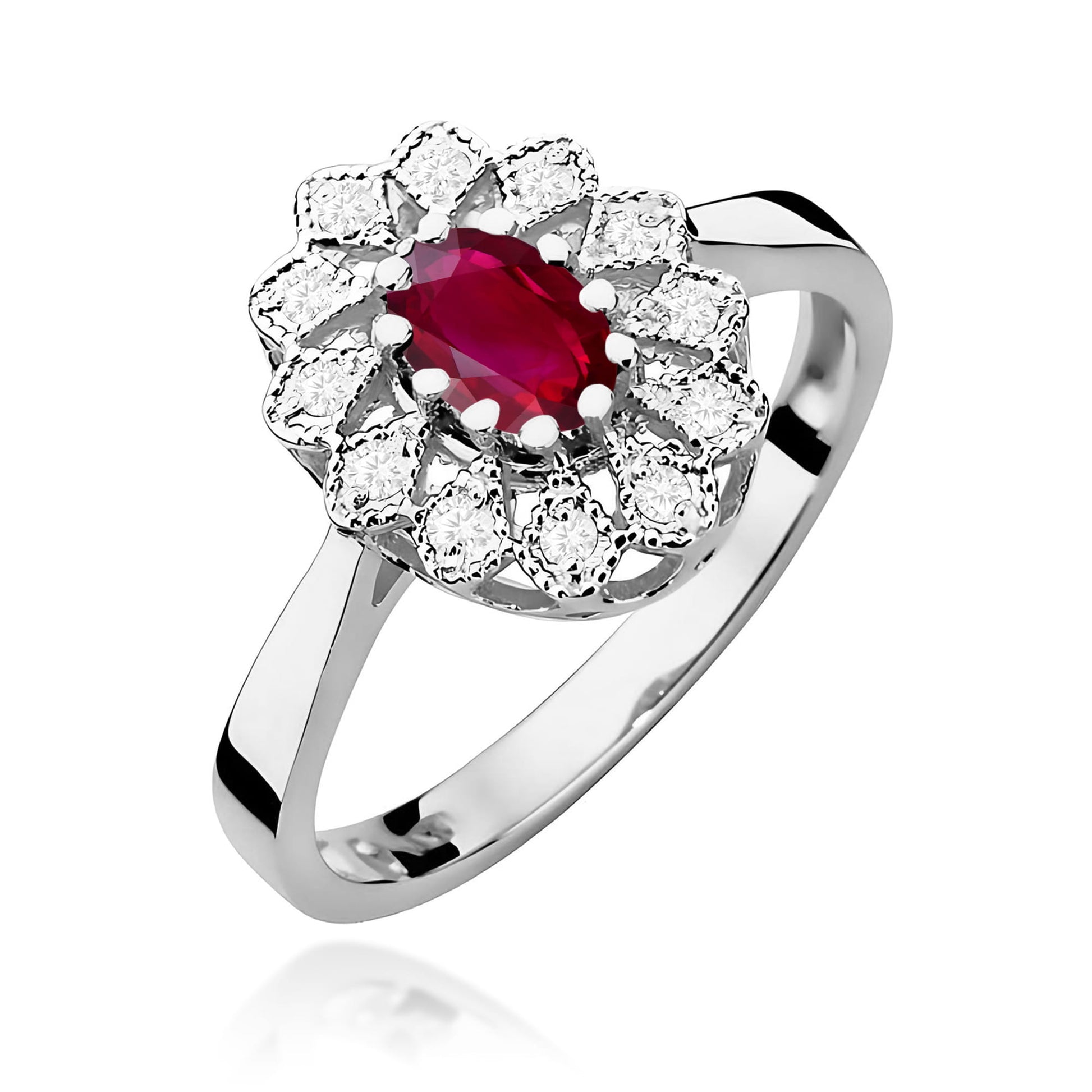 Inel Aur 9K cu Rubin 0.60 ct si Diamante Naturale 0.10 ct