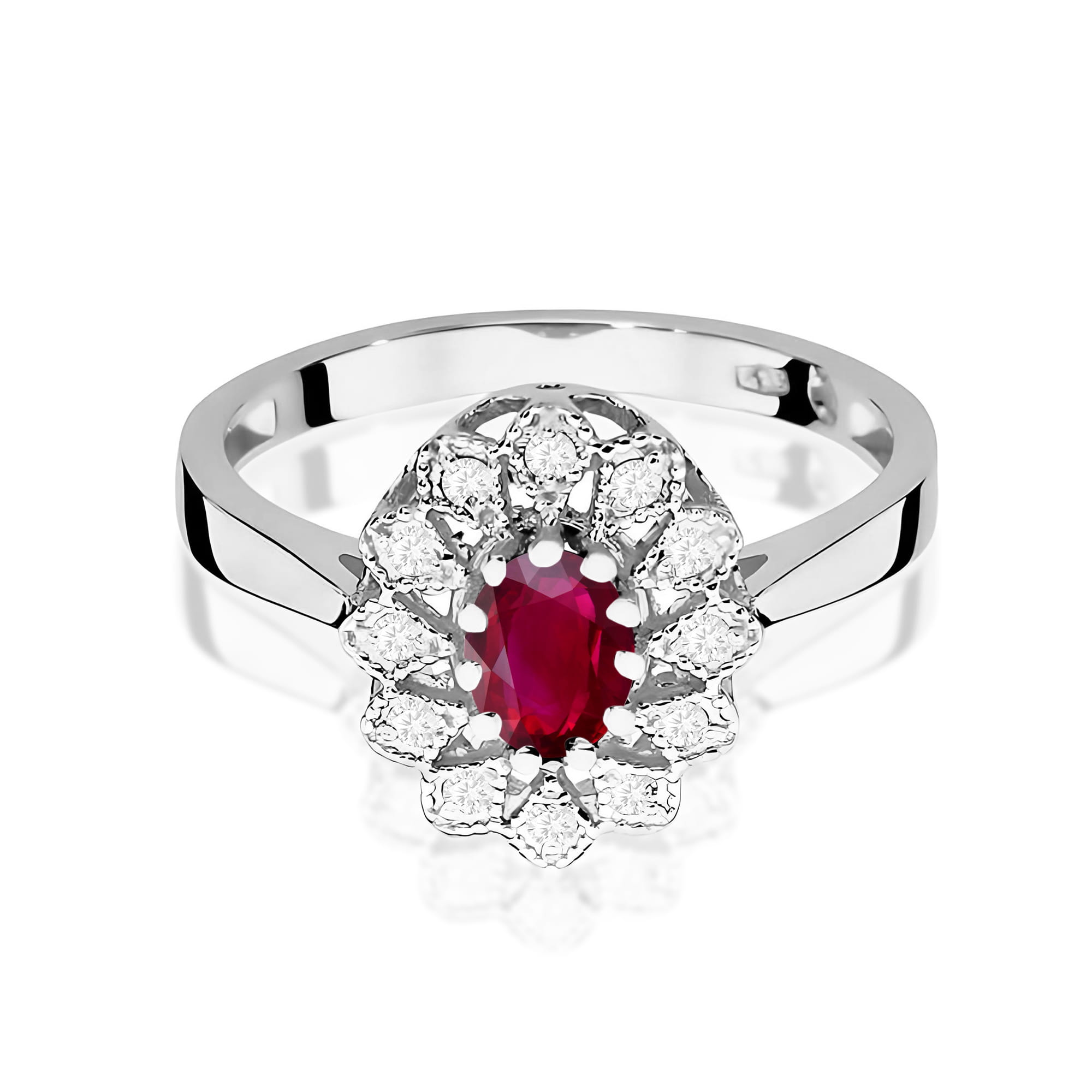 Inel Aur 9K cu Rubin 0.60 ct si Diamante Naturale 0.10 ct