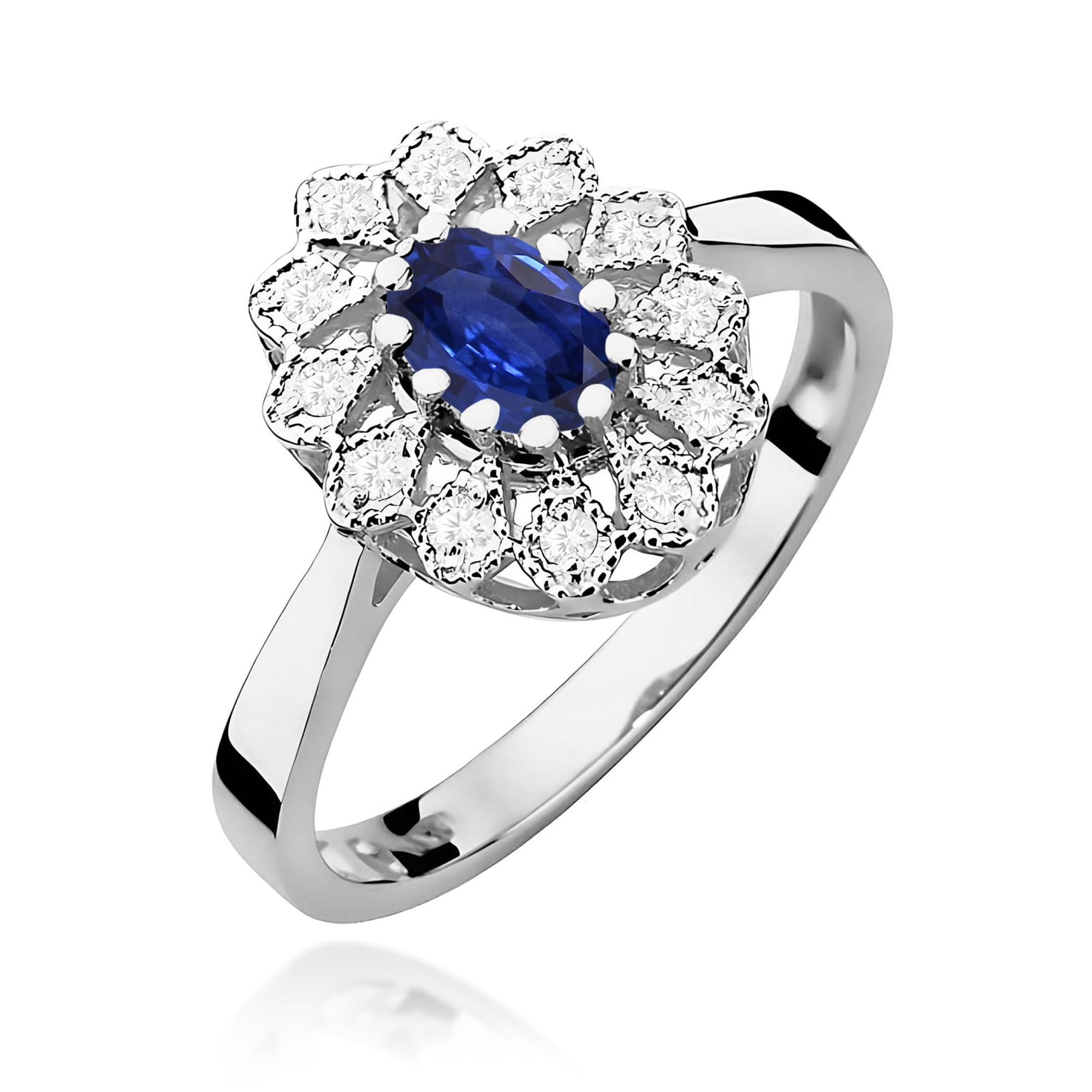 Inel Aur 9K cu Safir 0.70 ct si Diamante Naturale 0.10 ct