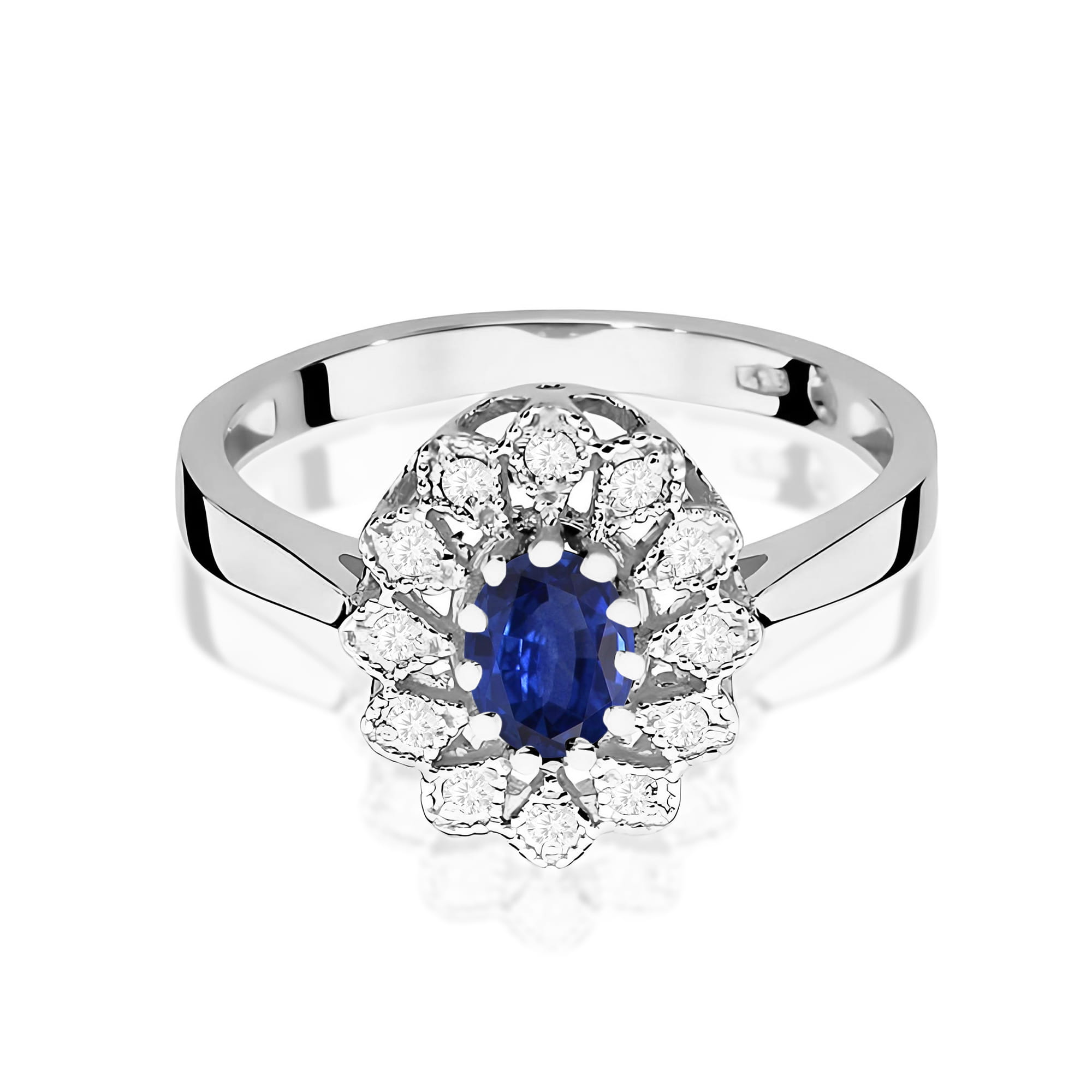 Inel Aur 9K cu Safir 0.70 ct si Diamante Naturale 0.10 ct