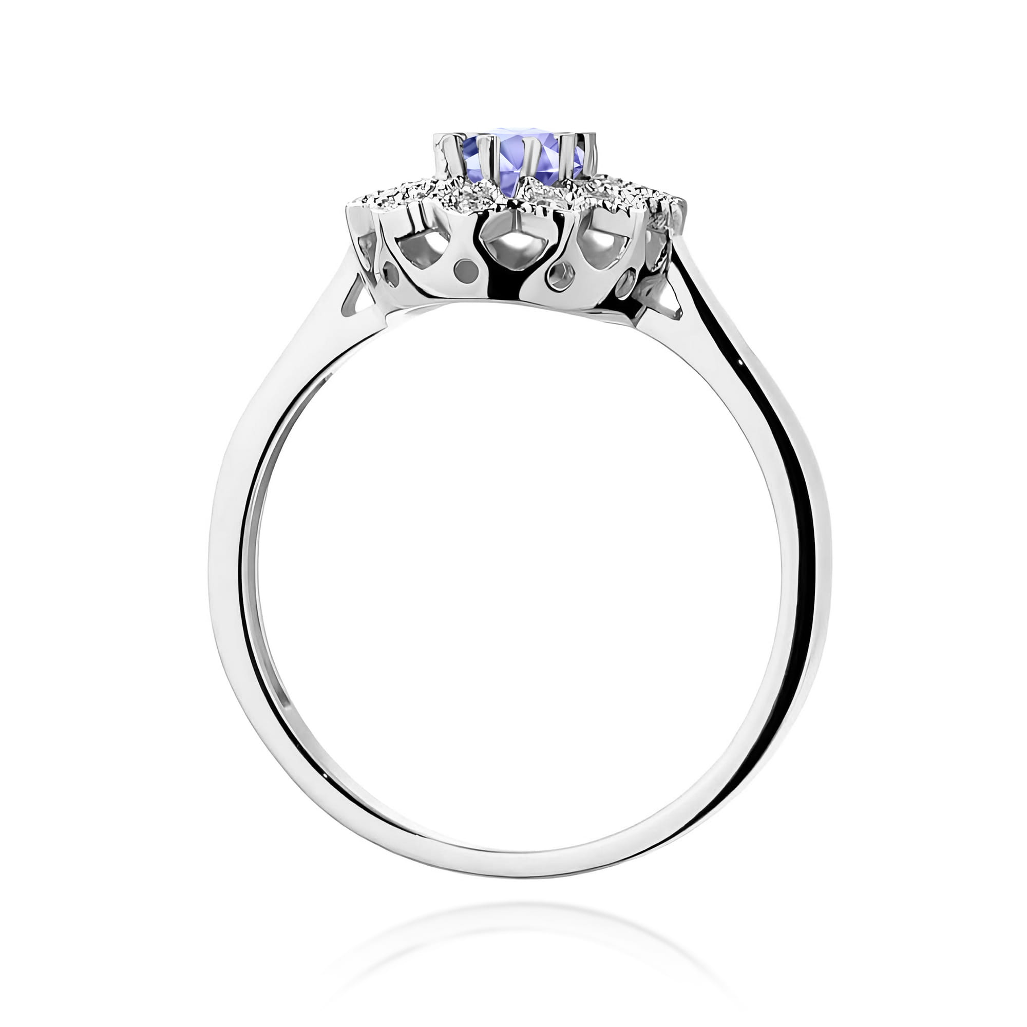 Inel Aur 9K cu Tanzanit 0.40 ct si Diamante Naturale 0.10 ct