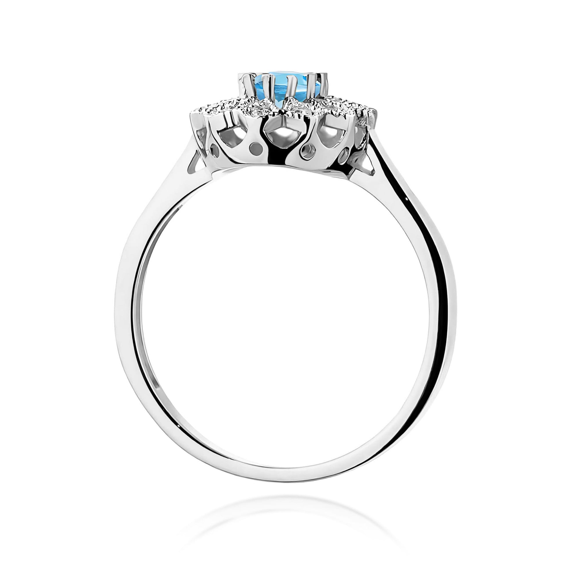 Inel Aur 9K cu Topaz Swiss 0.50 ct si Diamante Naturale 0.10 ct