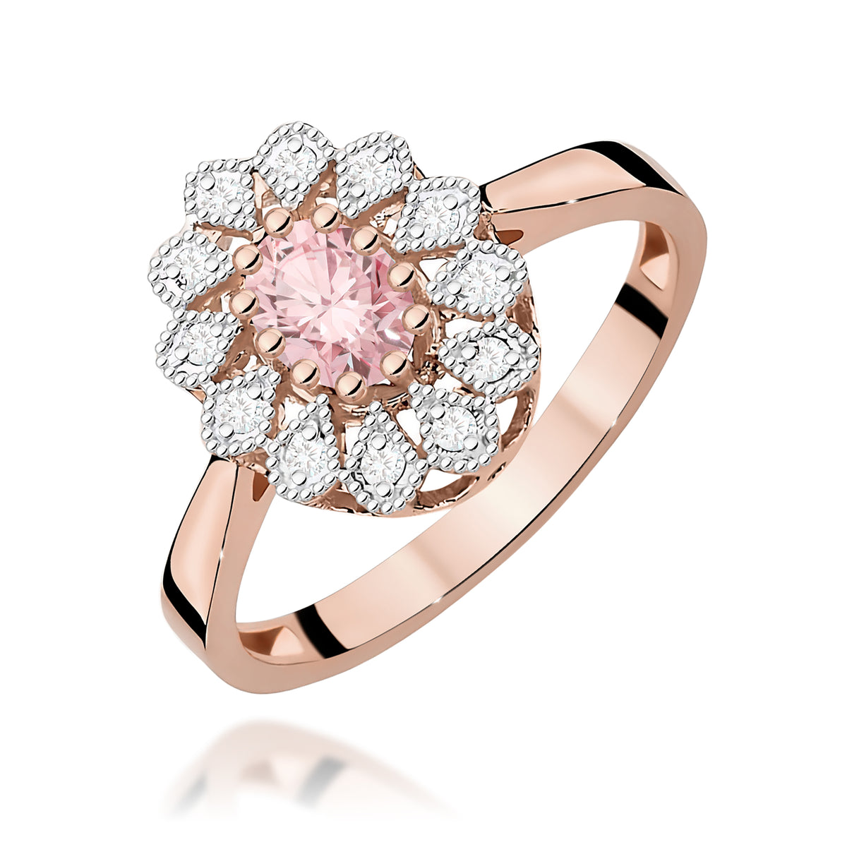 Inel Aur 14K cu Diamante Roz de Laborator 0.60 ct