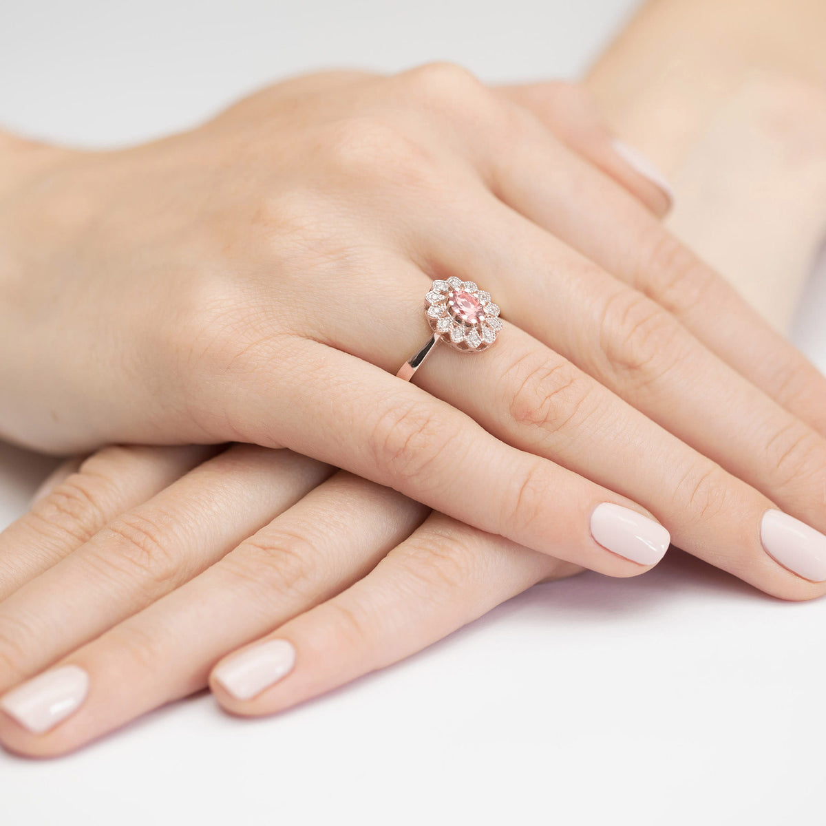 Inel Aur 14K cu Diamante Roz de Laborator 0.60 ct