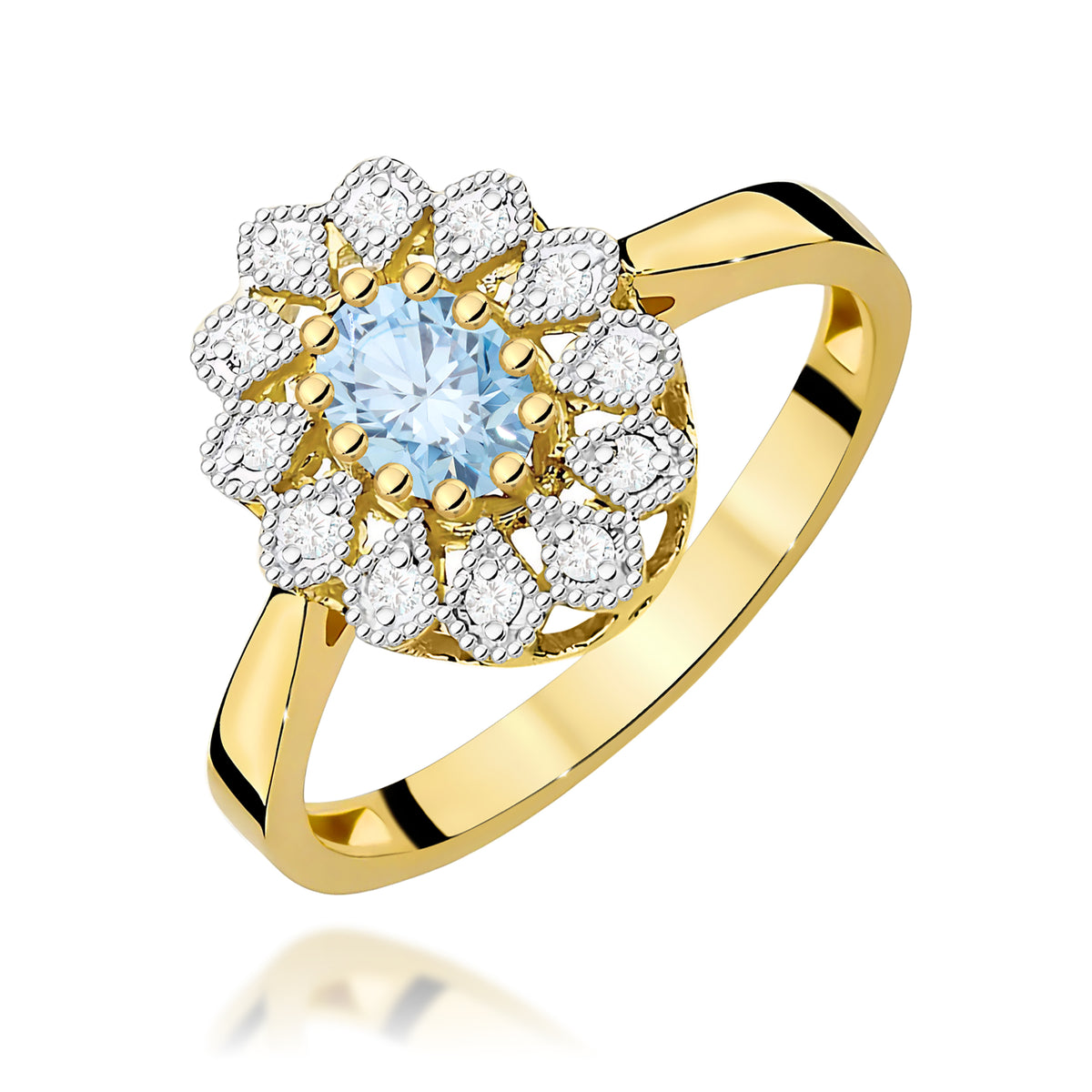 Inel Aur 9K cu Diamante Albastru de Laborator 0.60 ct